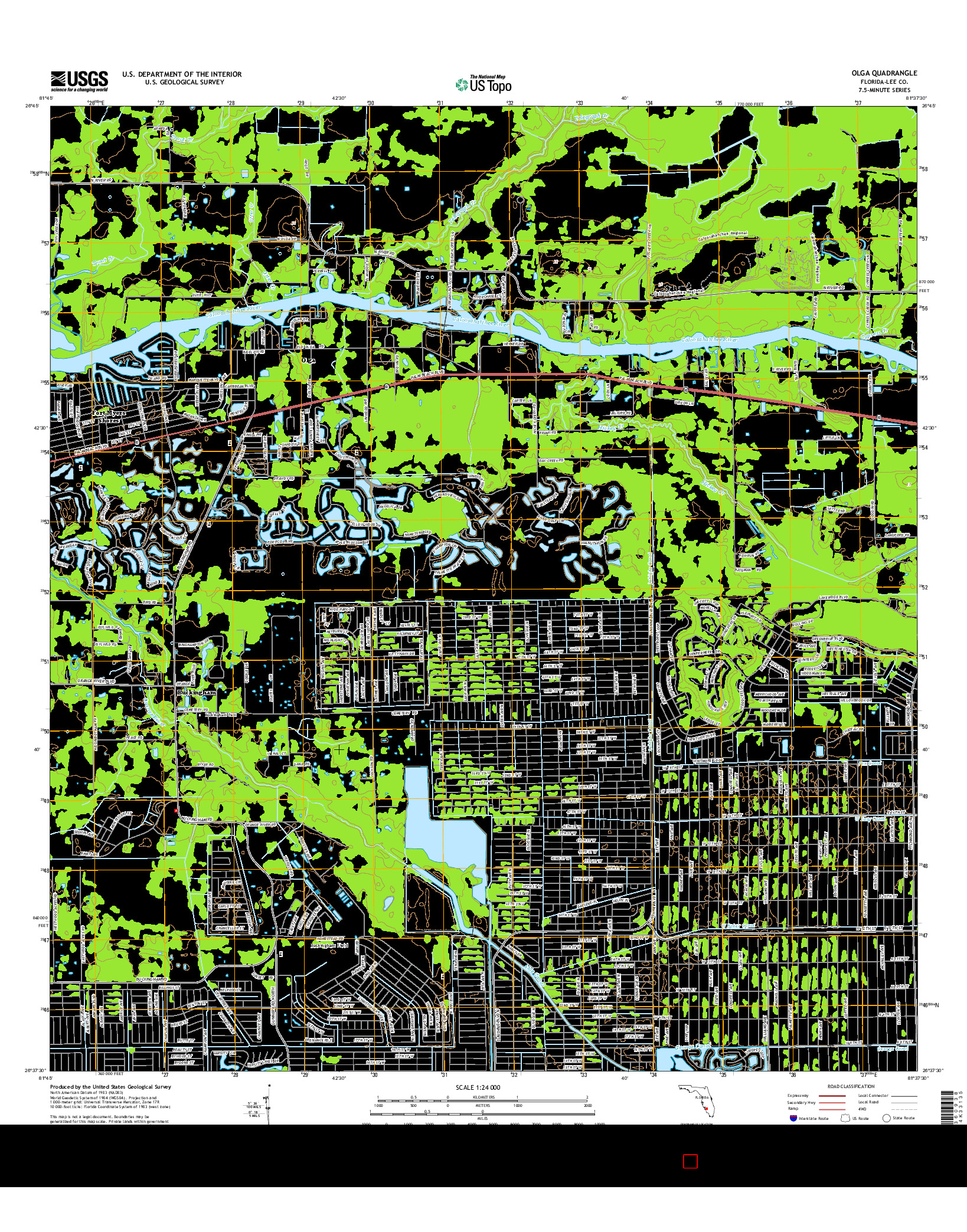 USGS US TOPO 7.5-MINUTE MAP FOR OLGA, FL 2015