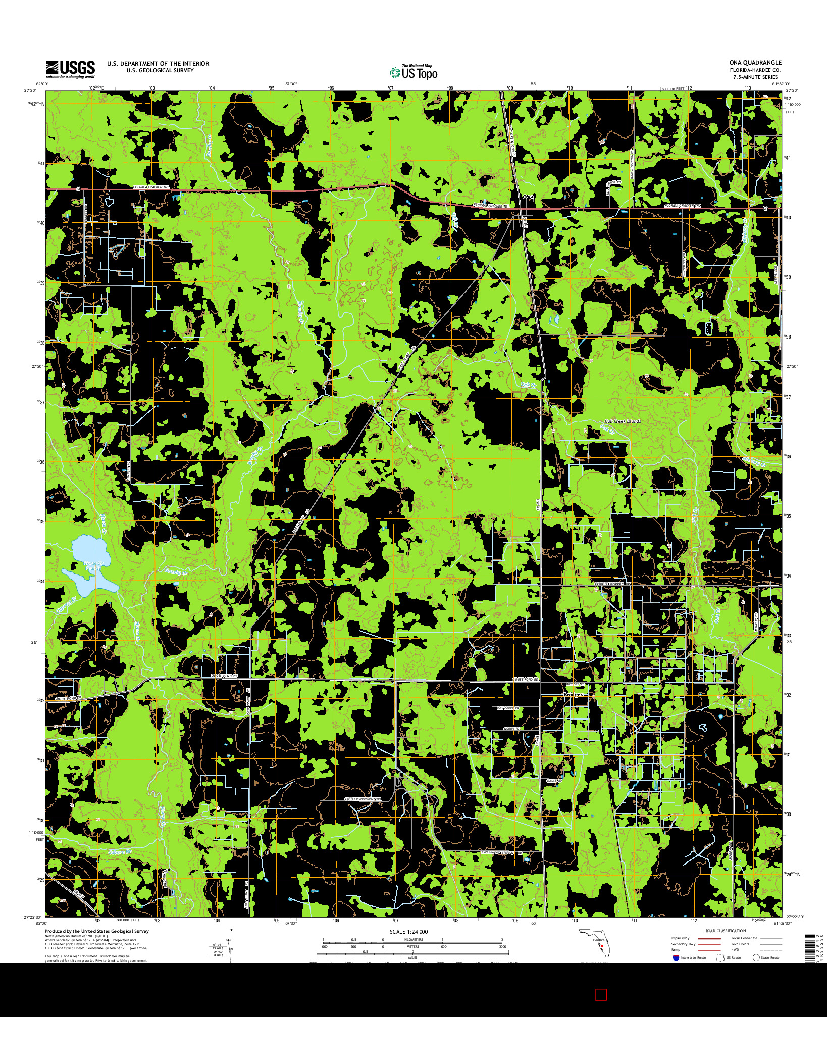 USGS US TOPO 7.5-MINUTE MAP FOR ONA, FL 2015