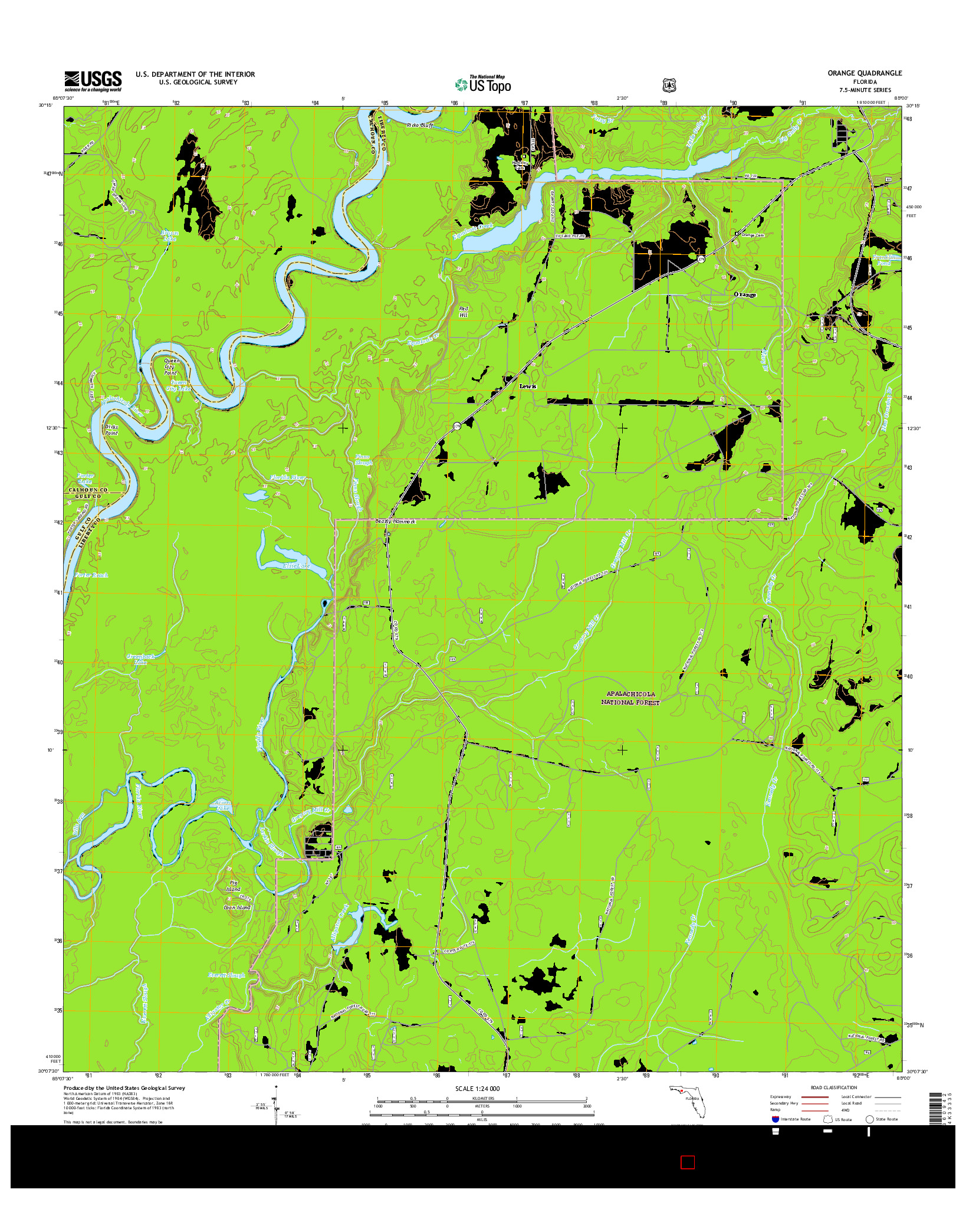 USGS US TOPO 7.5-MINUTE MAP FOR ORANGE, FL 2015