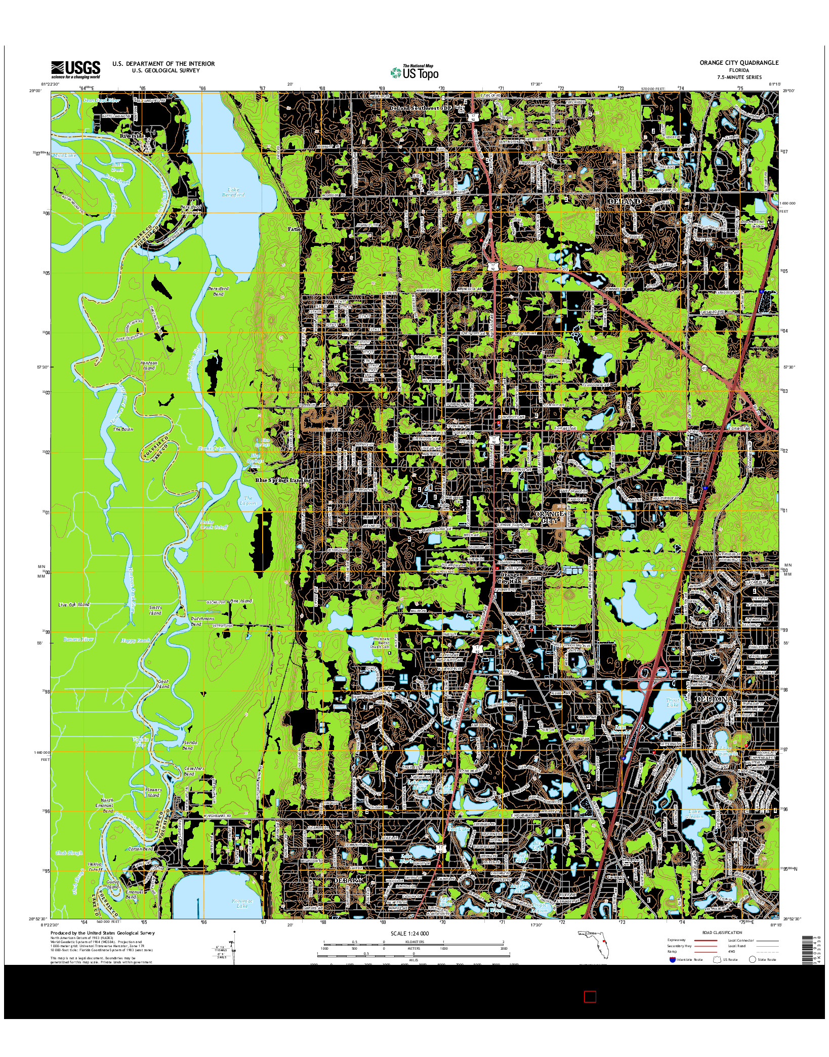 USGS US TOPO 7.5-MINUTE MAP FOR ORANGE CITY, FL 2015
