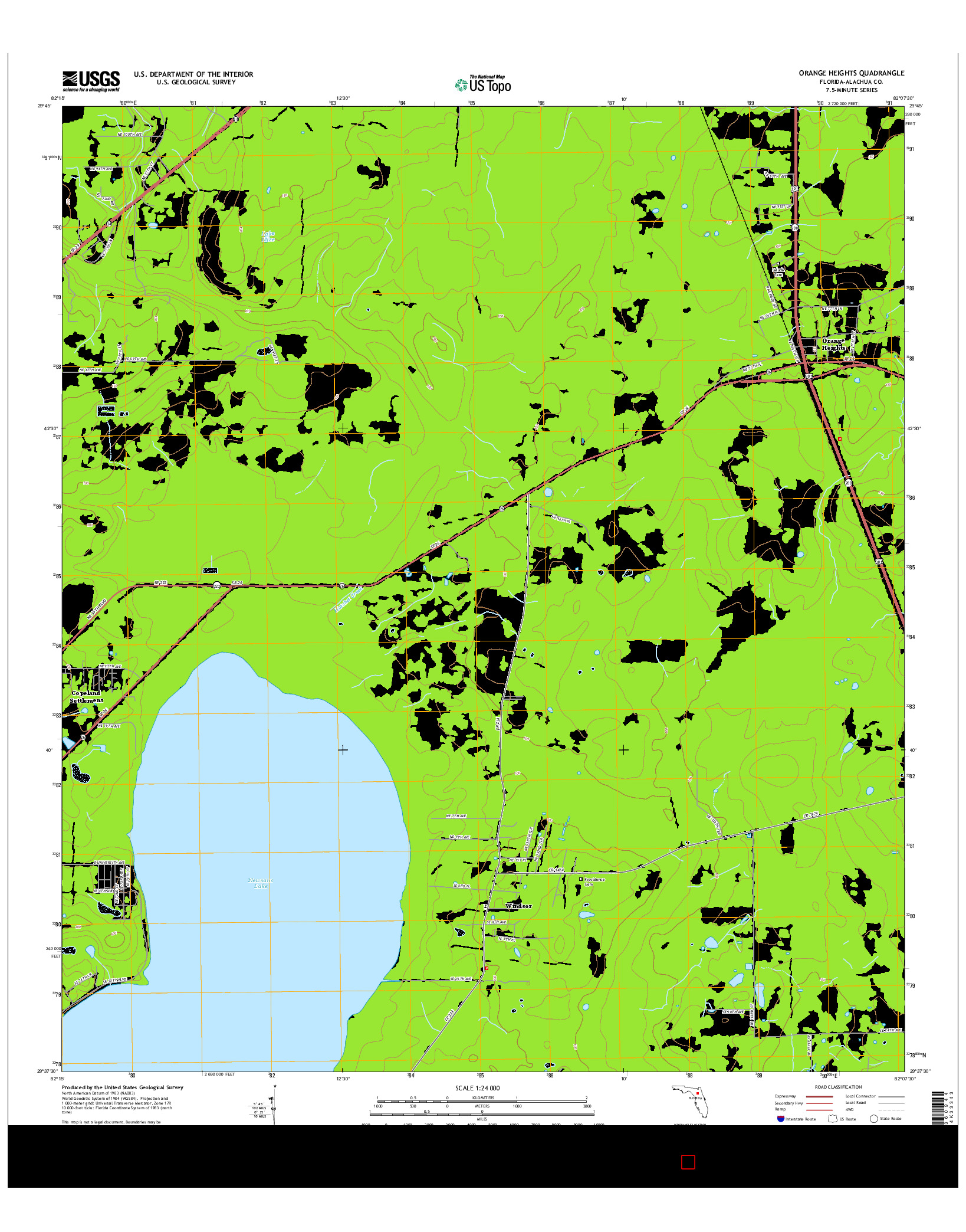 USGS US TOPO 7.5-MINUTE MAP FOR ORANGE HEIGHTS, FL 2015