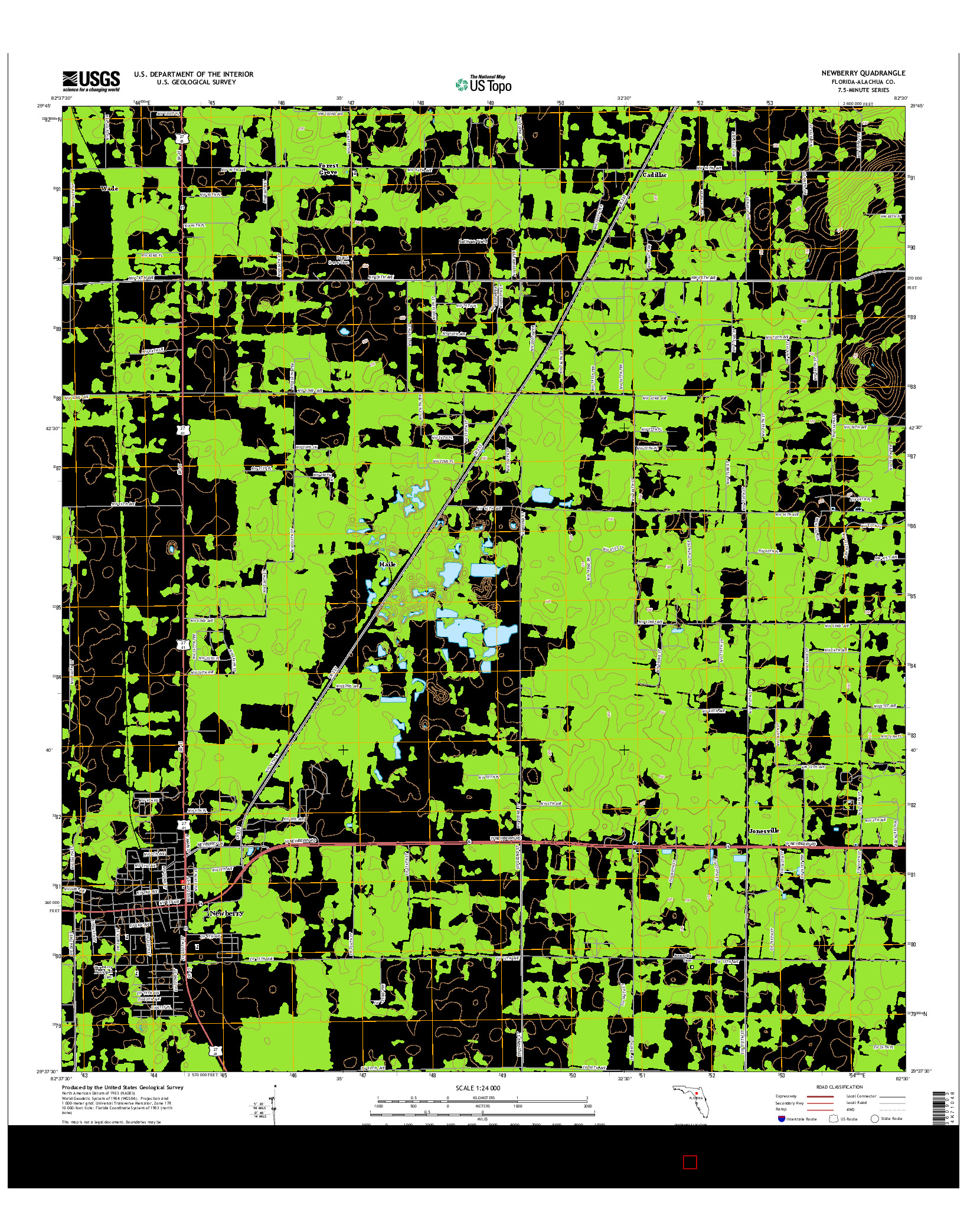 USGS US TOPO 7.5-MINUTE MAP FOR NEWBERRY, FL 2015