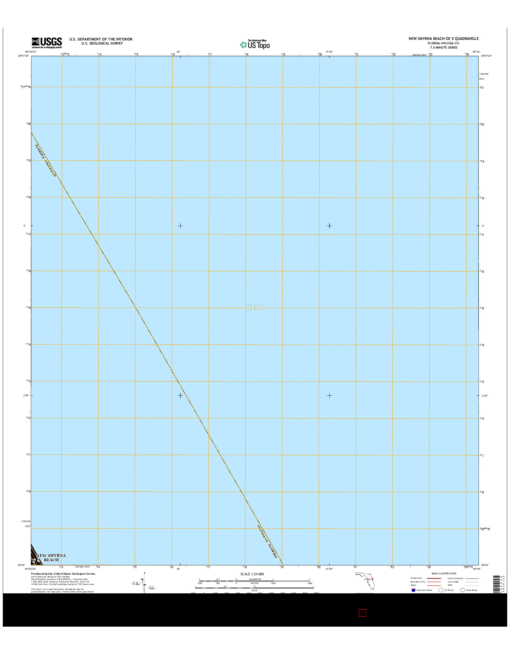 USGS US TOPO 7.5-MINUTE MAP FOR NEW SMYRNA BEACH OE E, FL 2015