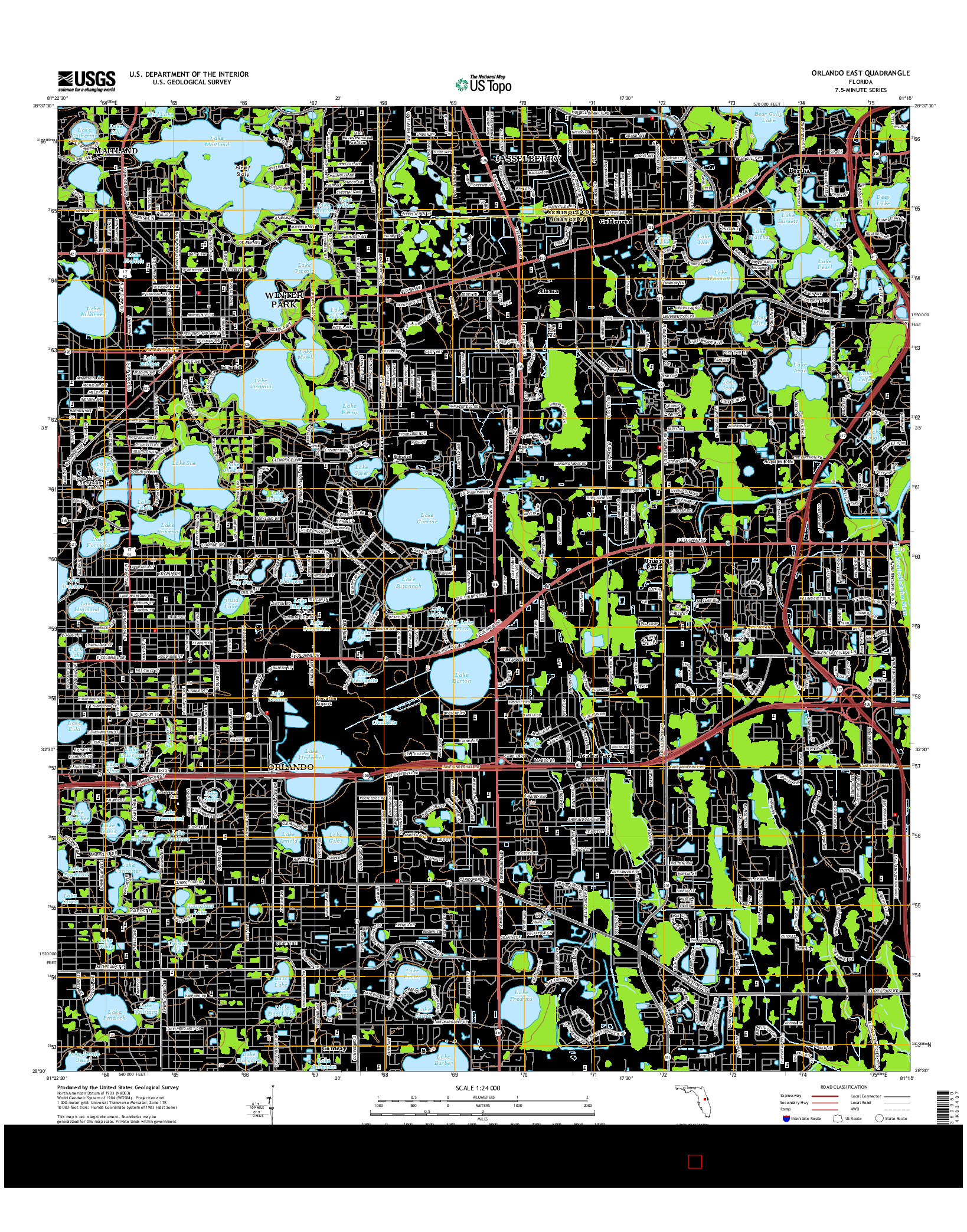 USGS US TOPO 7.5-MINUTE MAP FOR ORLANDO EAST, FL 2015