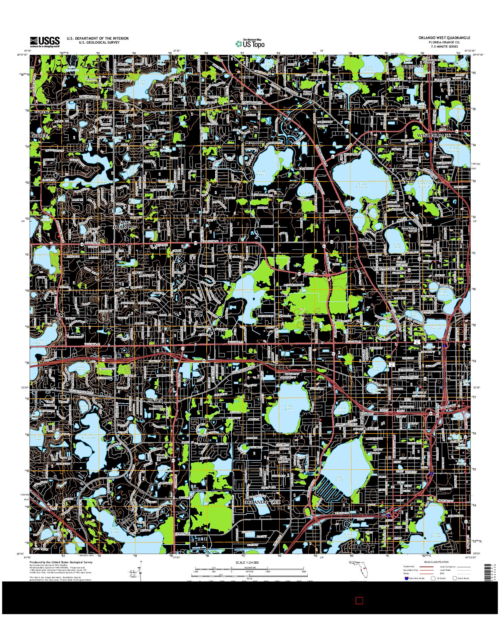 USGS US TOPO 7.5-MINUTE MAP FOR ORLANDO WEST, FL 2015