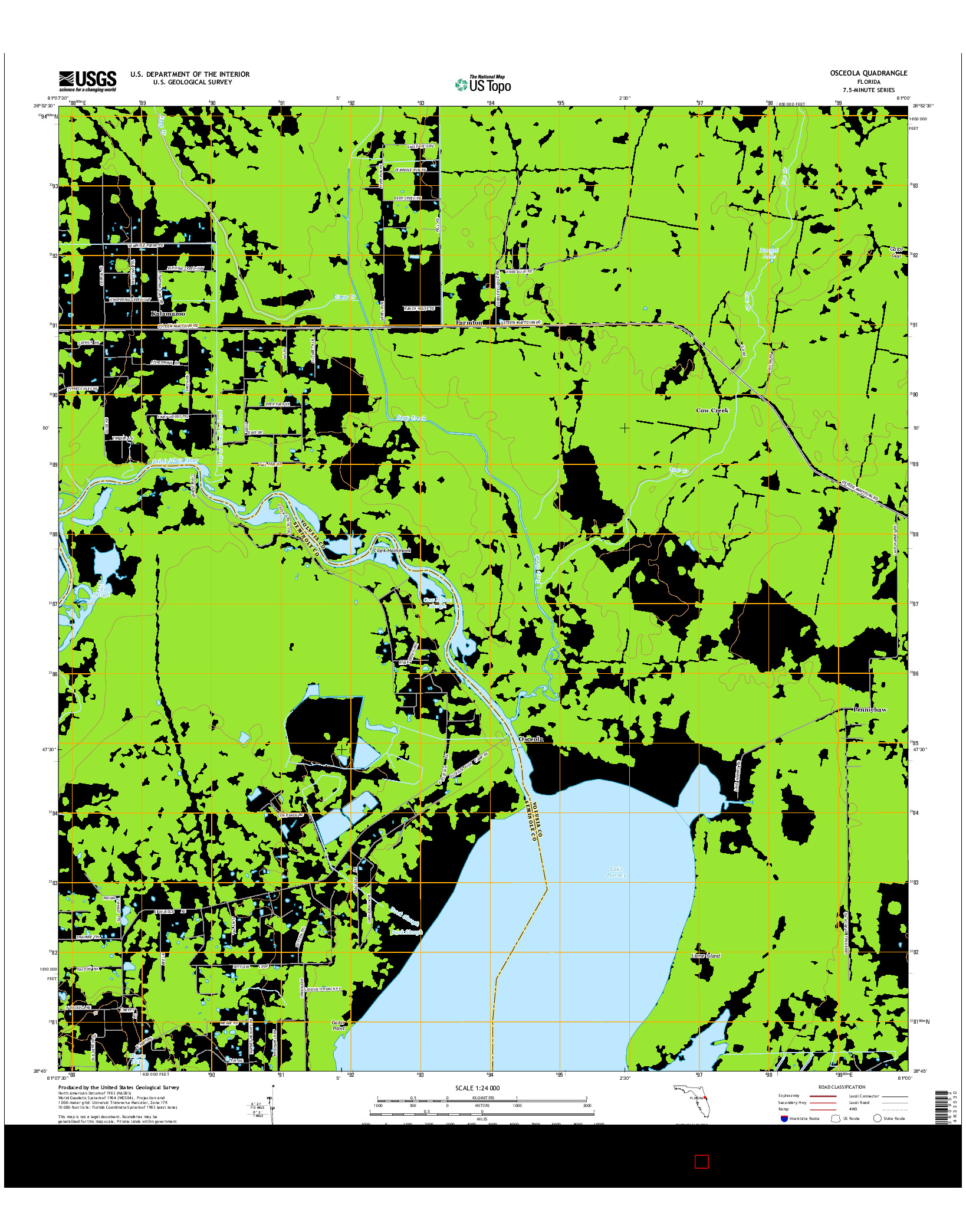 USGS US TOPO 7.5-MINUTE MAP FOR OSCEOLA, FL 2015