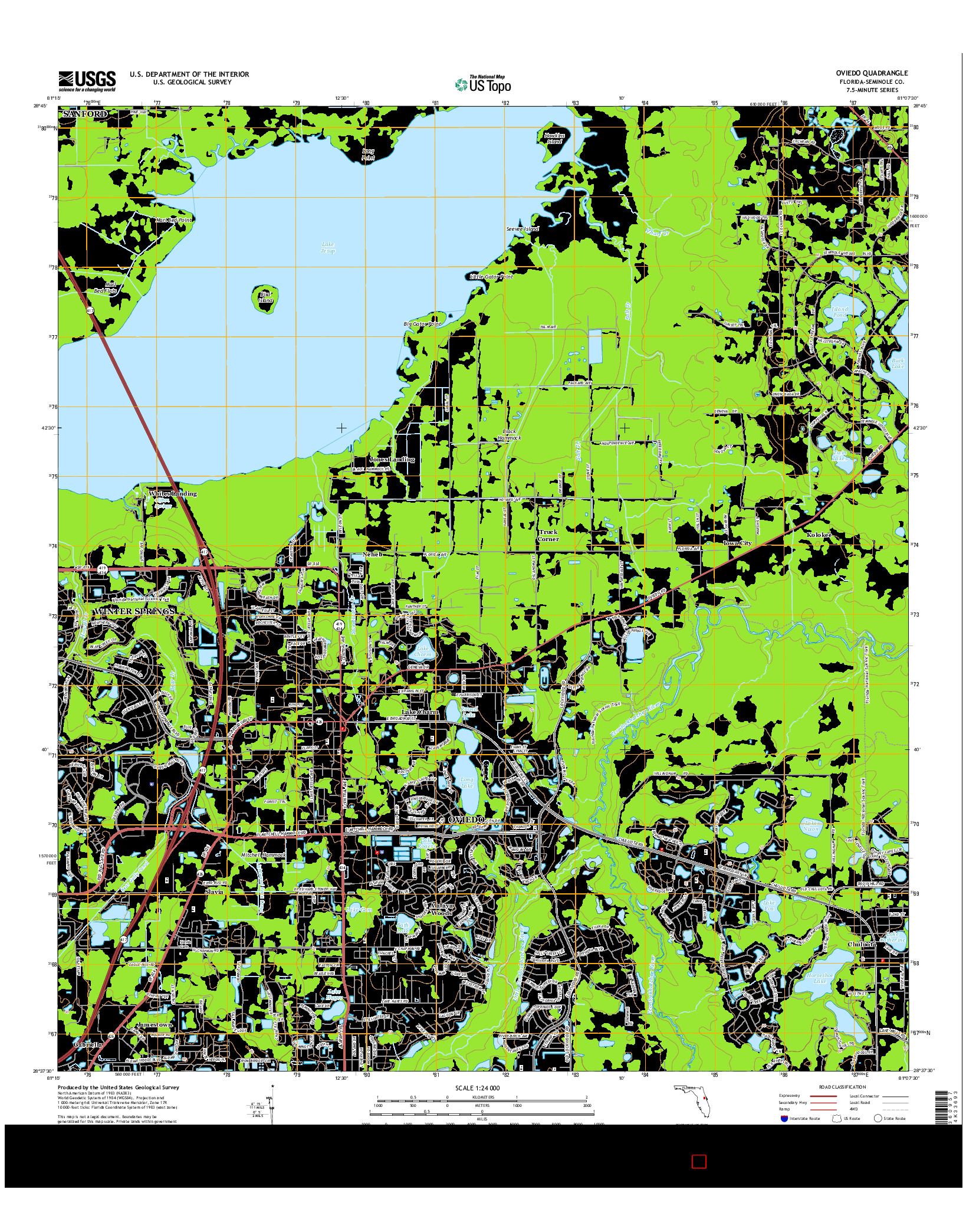USGS US TOPO 7.5-MINUTE MAP FOR OVIEDO, FL 2015