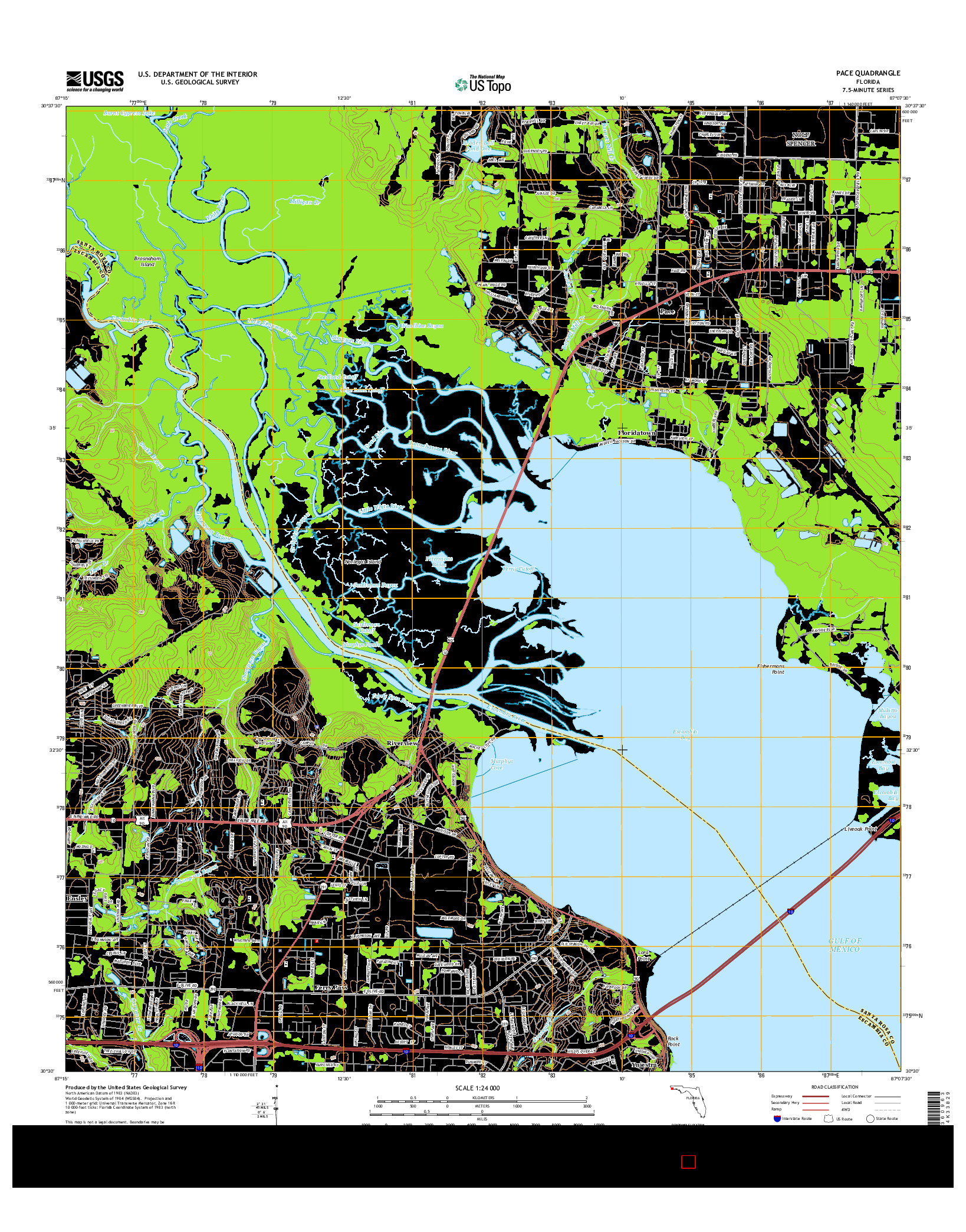 USGS US TOPO 7.5-MINUTE MAP FOR PACE, FL 2015
