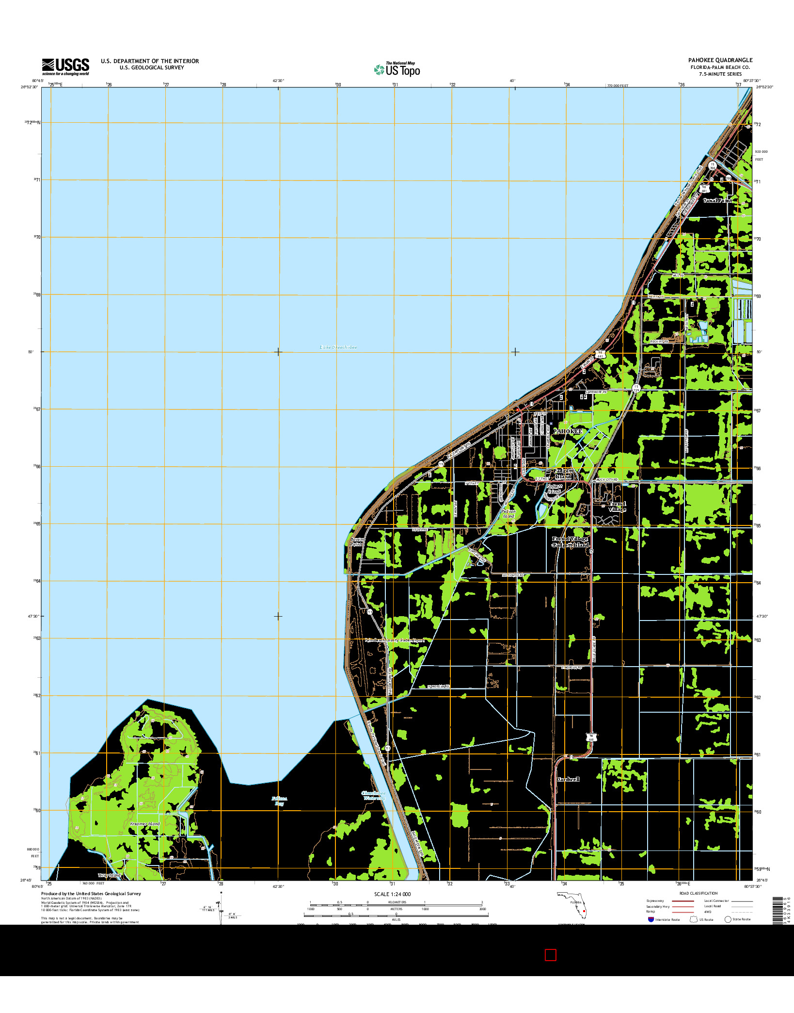 USGS US TOPO 7.5-MINUTE MAP FOR PAHOKEE, FL 2015