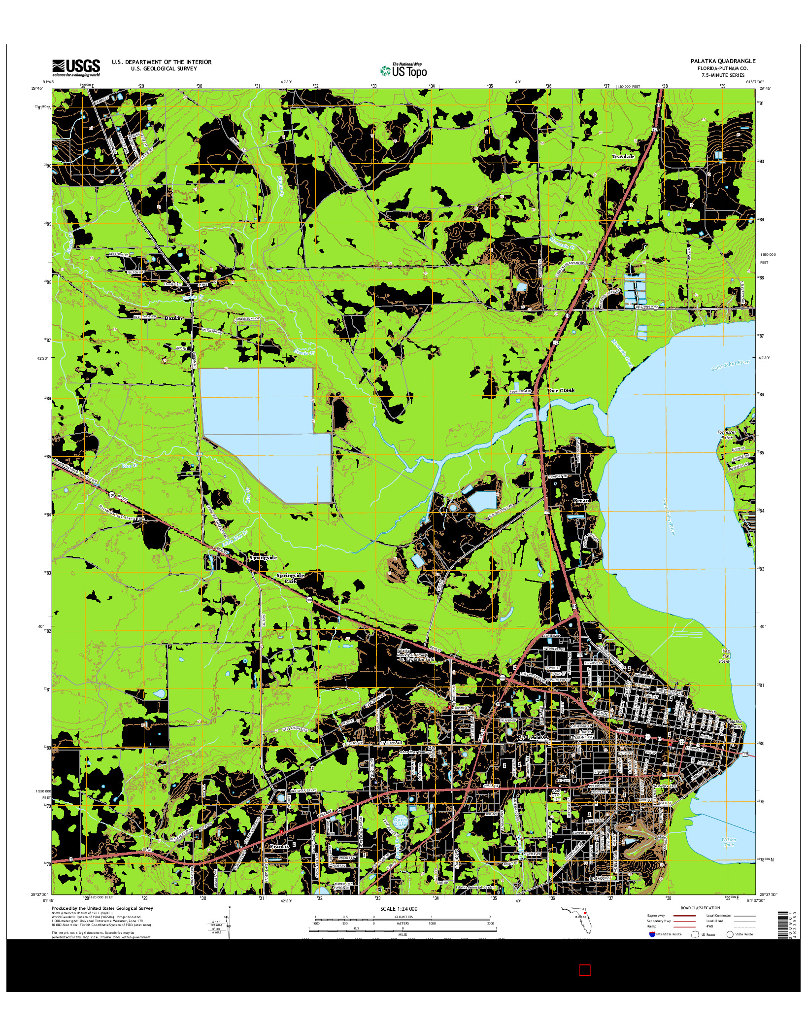 USGS US TOPO 7.5-MINUTE MAP FOR PALATKA, FL 2015