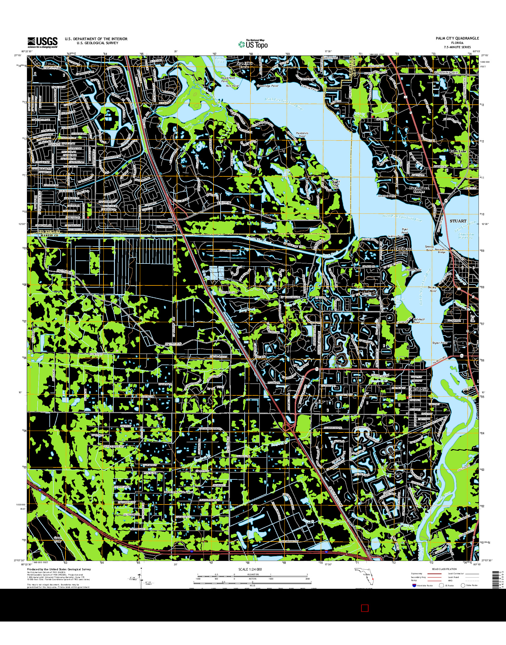 USGS US TOPO 7.5-MINUTE MAP FOR PALM CITY, FL 2015