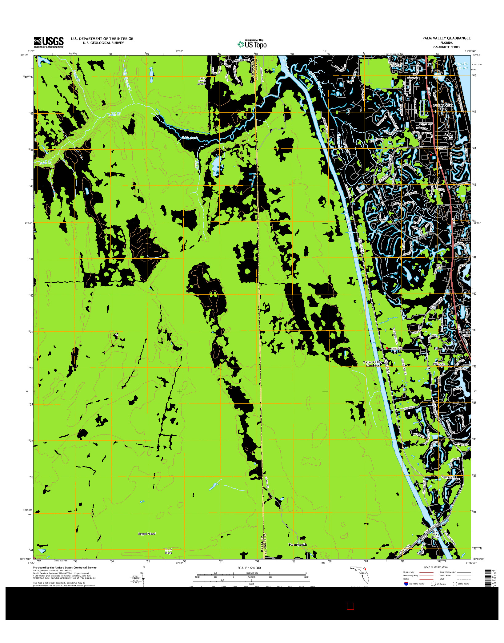 USGS US TOPO 7.5-MINUTE MAP FOR PALM VALLEY, FL 2015