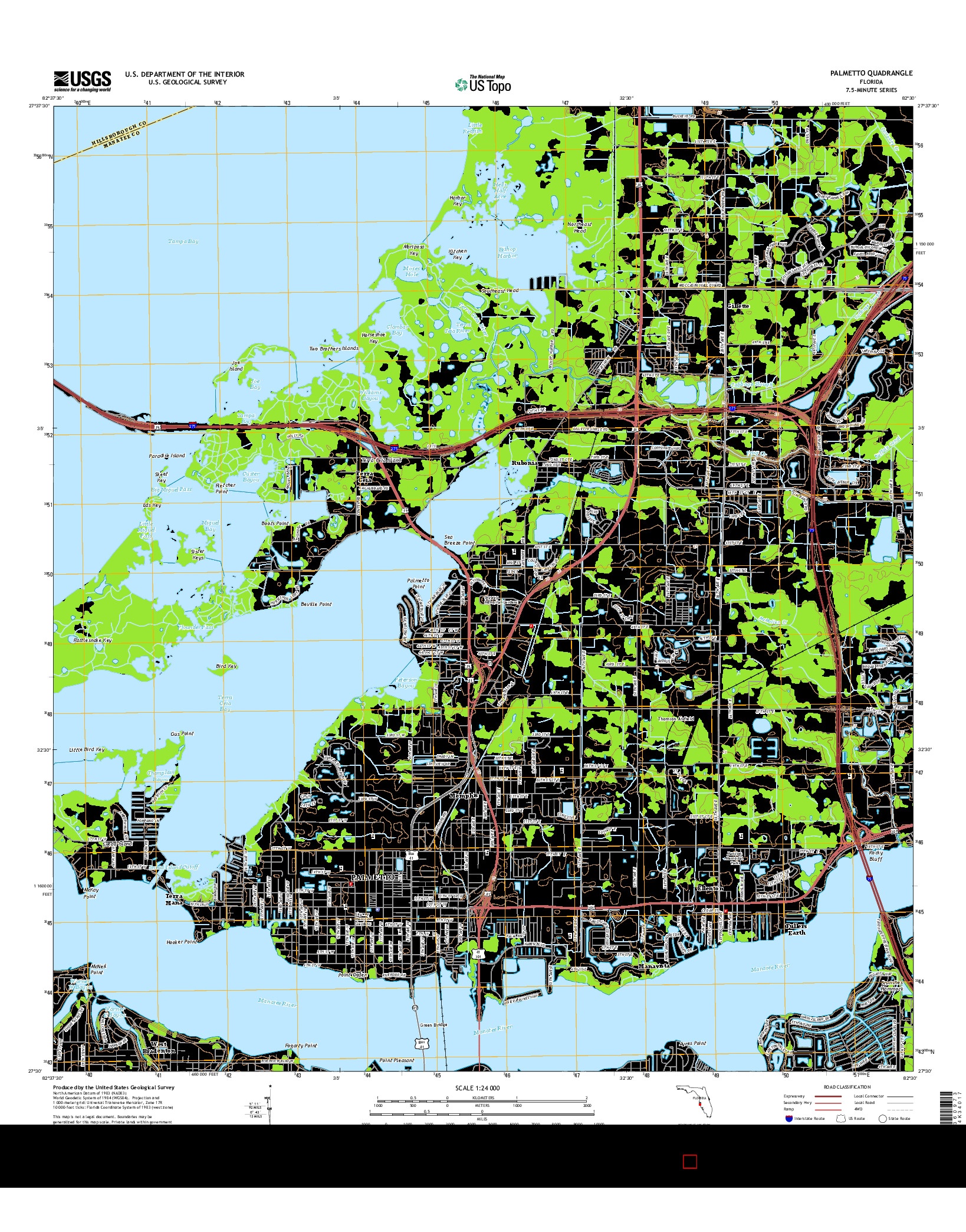 USGS US TOPO 7.5-MINUTE MAP FOR PALMETTO, FL 2015