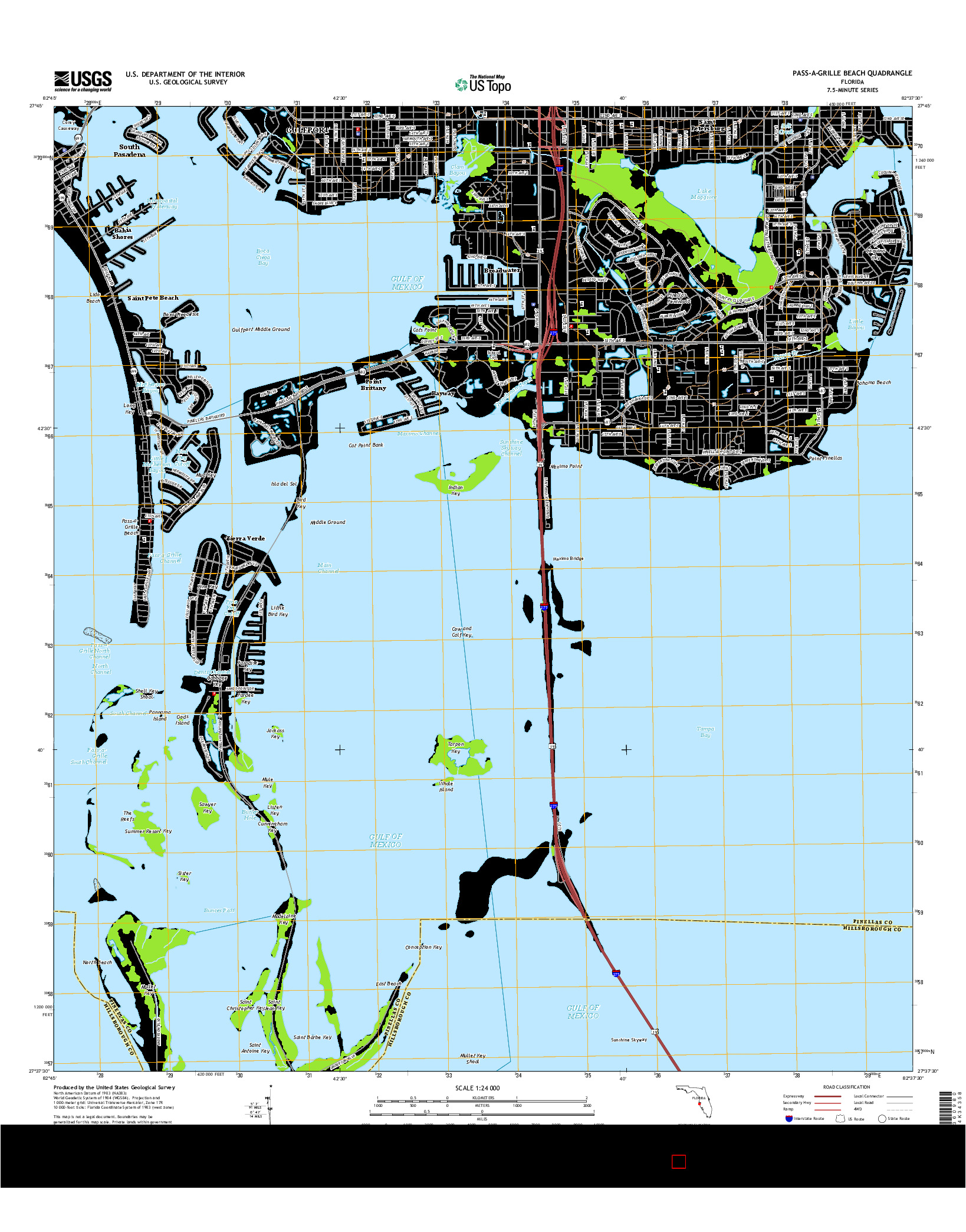 USGS US TOPO 7.5-MINUTE MAP FOR PASS-A-GRILLE BEACH, FL 2015