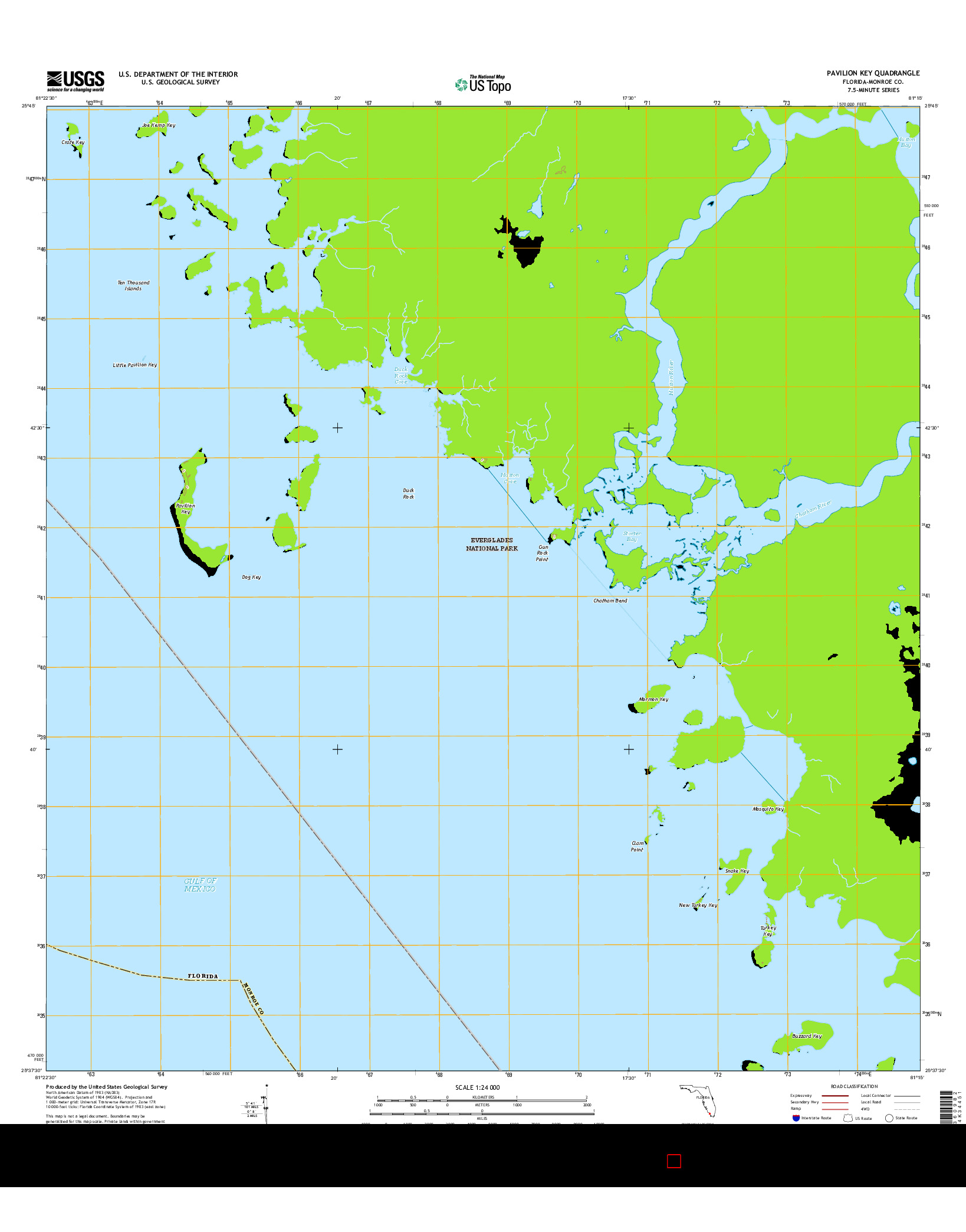 USGS US TOPO 7.5-MINUTE MAP FOR PAVILION KEY, FL 2015