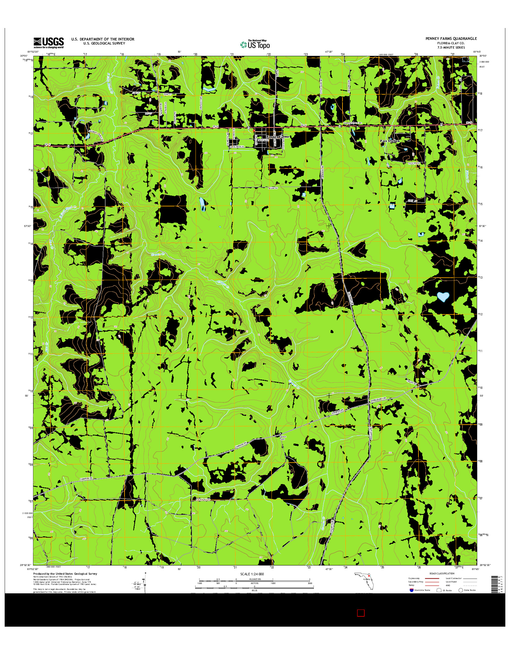 USGS US TOPO 7.5-MINUTE MAP FOR PENNEY FARMS, FL 2015