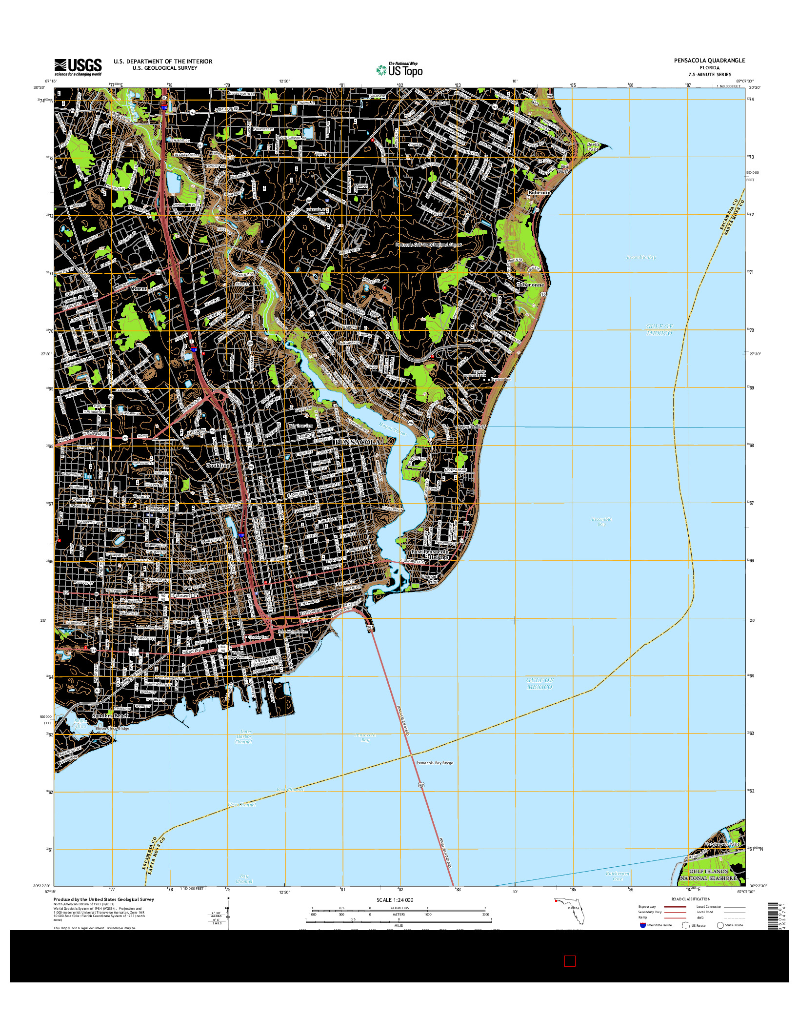 USGS US TOPO 7.5-MINUTE MAP FOR PENSACOLA, FL 2015
