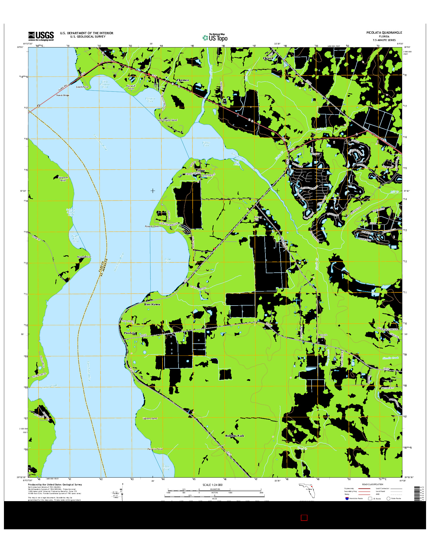 USGS US TOPO 7.5-MINUTE MAP FOR PICOLATA, FL 2015