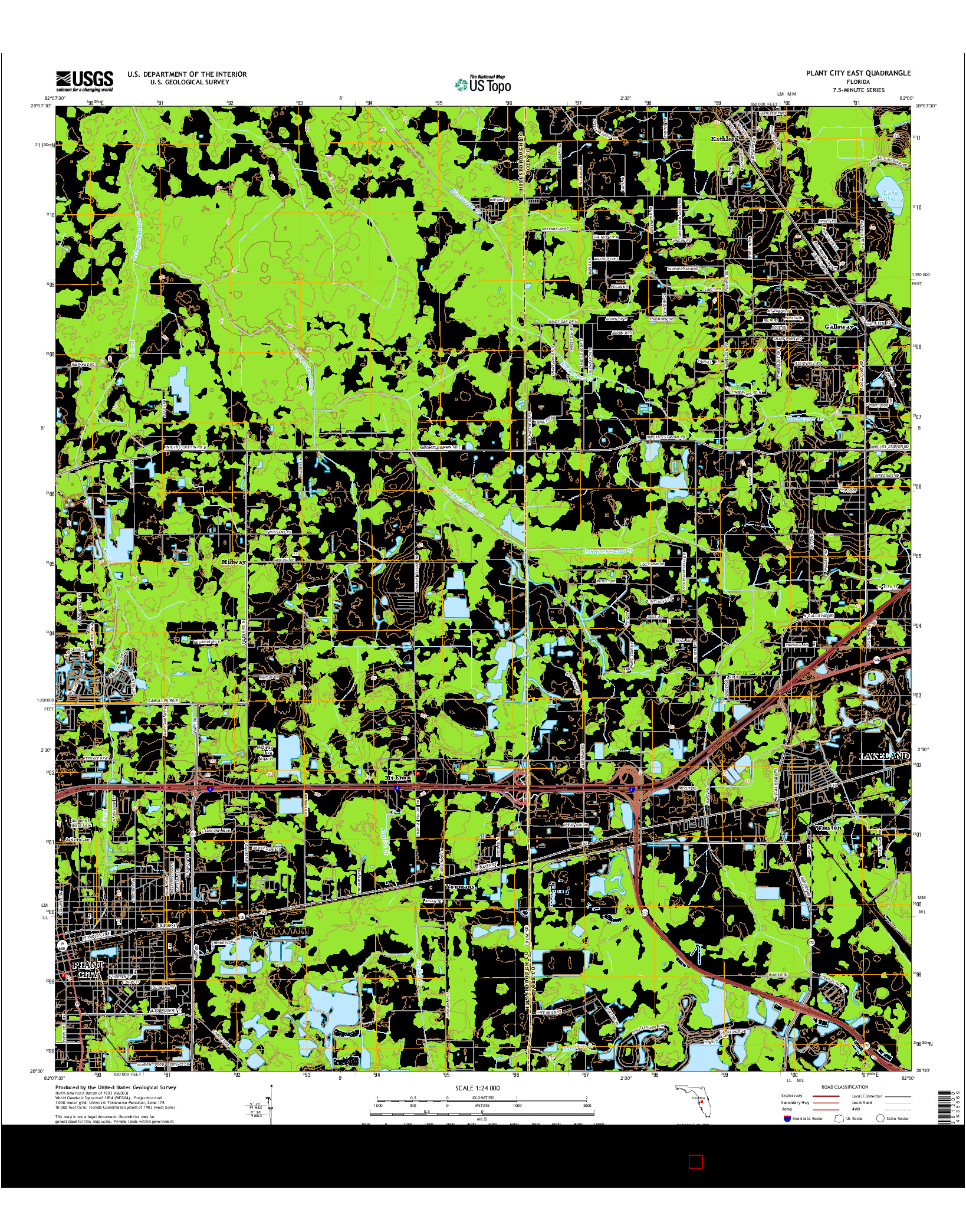 USGS US TOPO 7.5-MINUTE MAP FOR PLANT CITY EAST, FL 2015