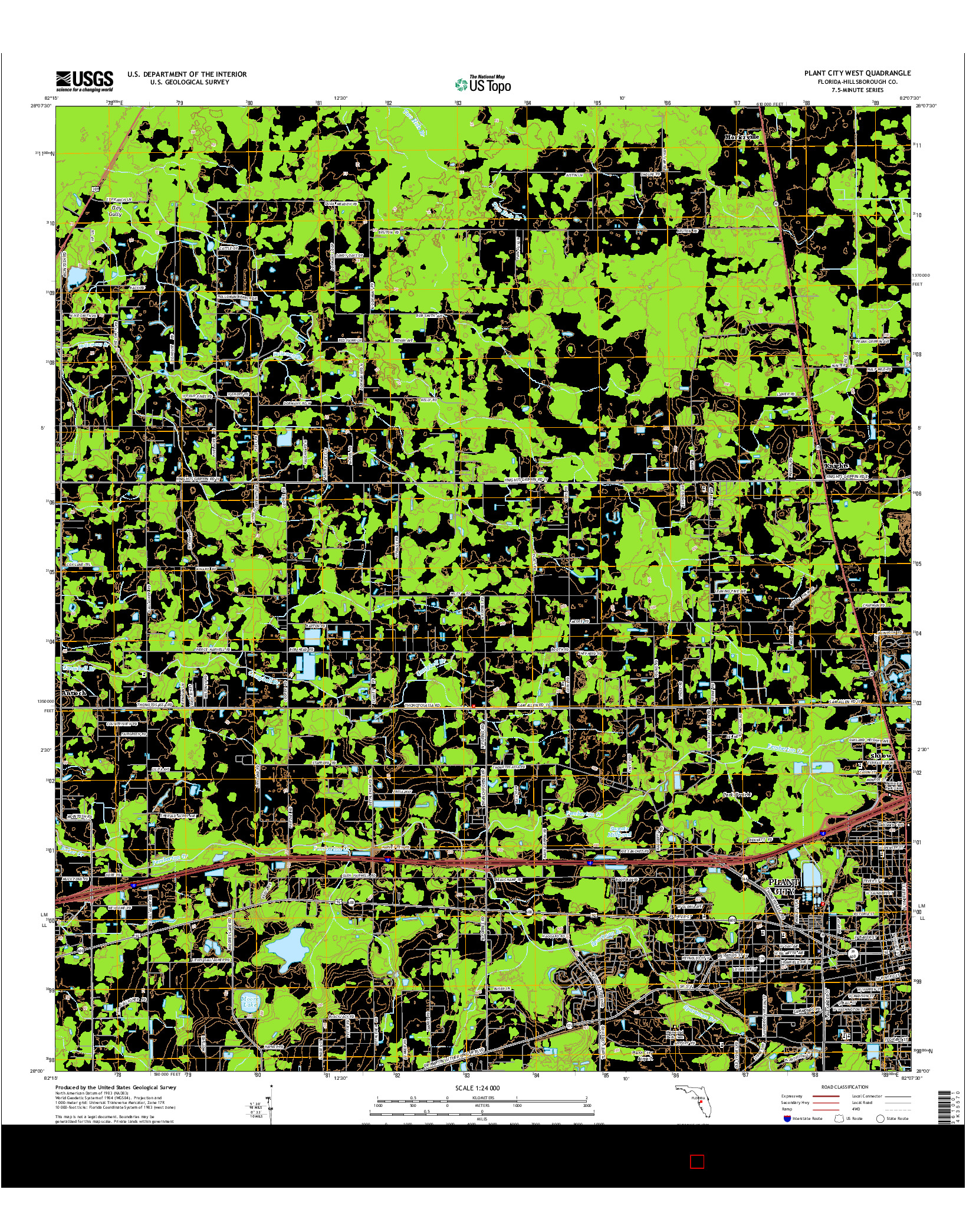 USGS US TOPO 7.5-MINUTE MAP FOR PLANT CITY WEST, FL 2015