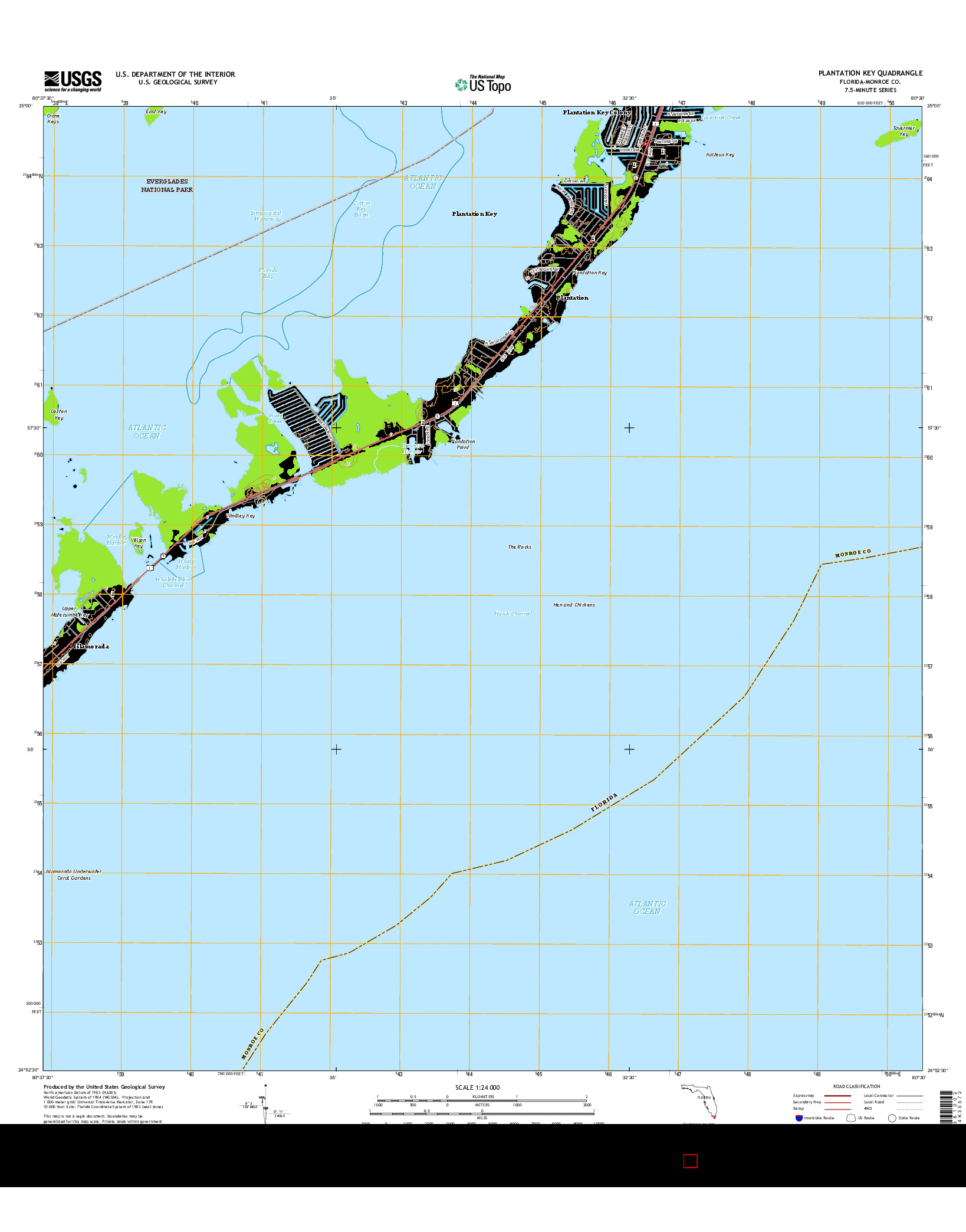 USGS US TOPO 7.5-MINUTE MAP FOR PLANTATION KEY, FL 2015