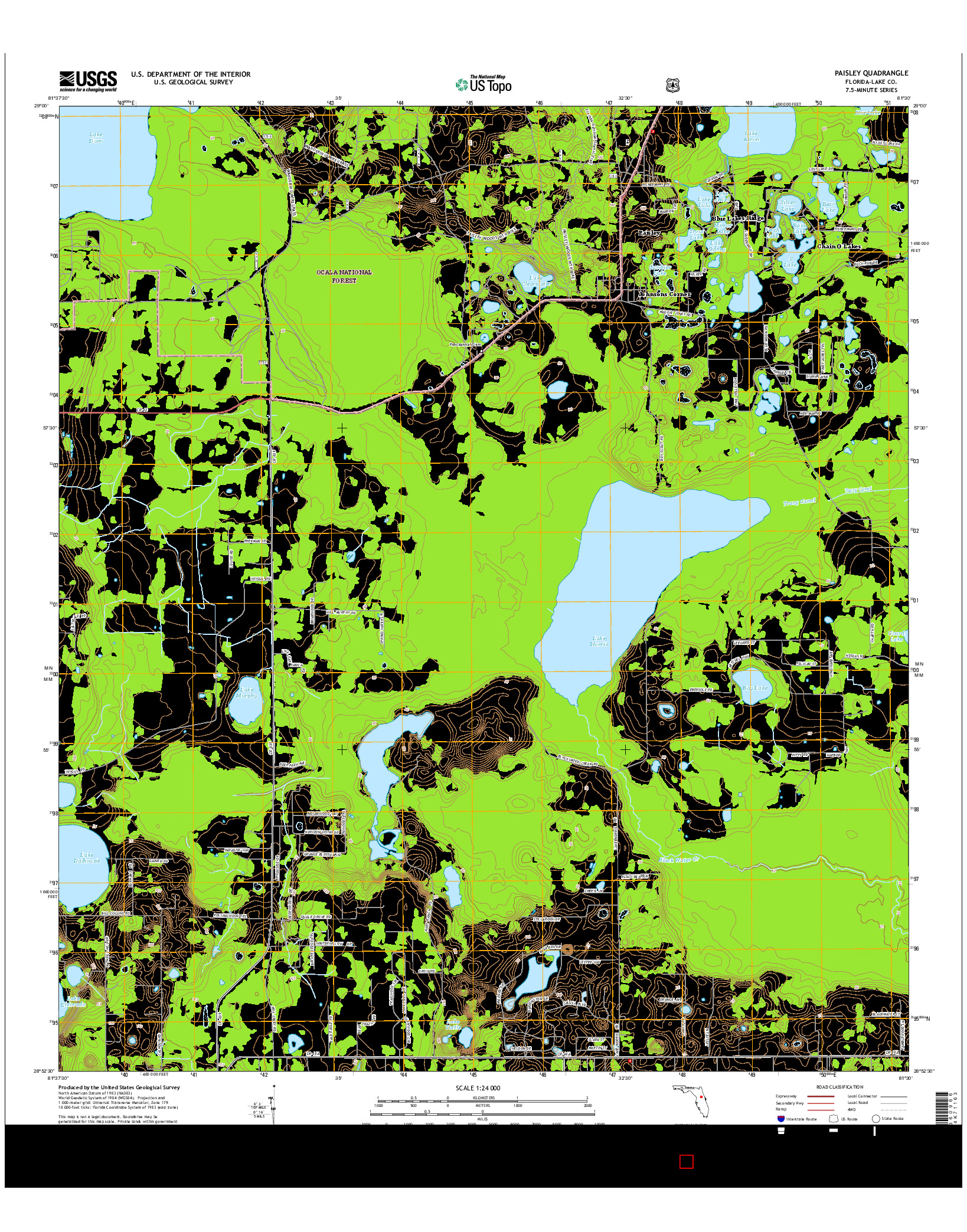 USGS US TOPO 7.5-MINUTE MAP FOR PAISLEY, FL 2015