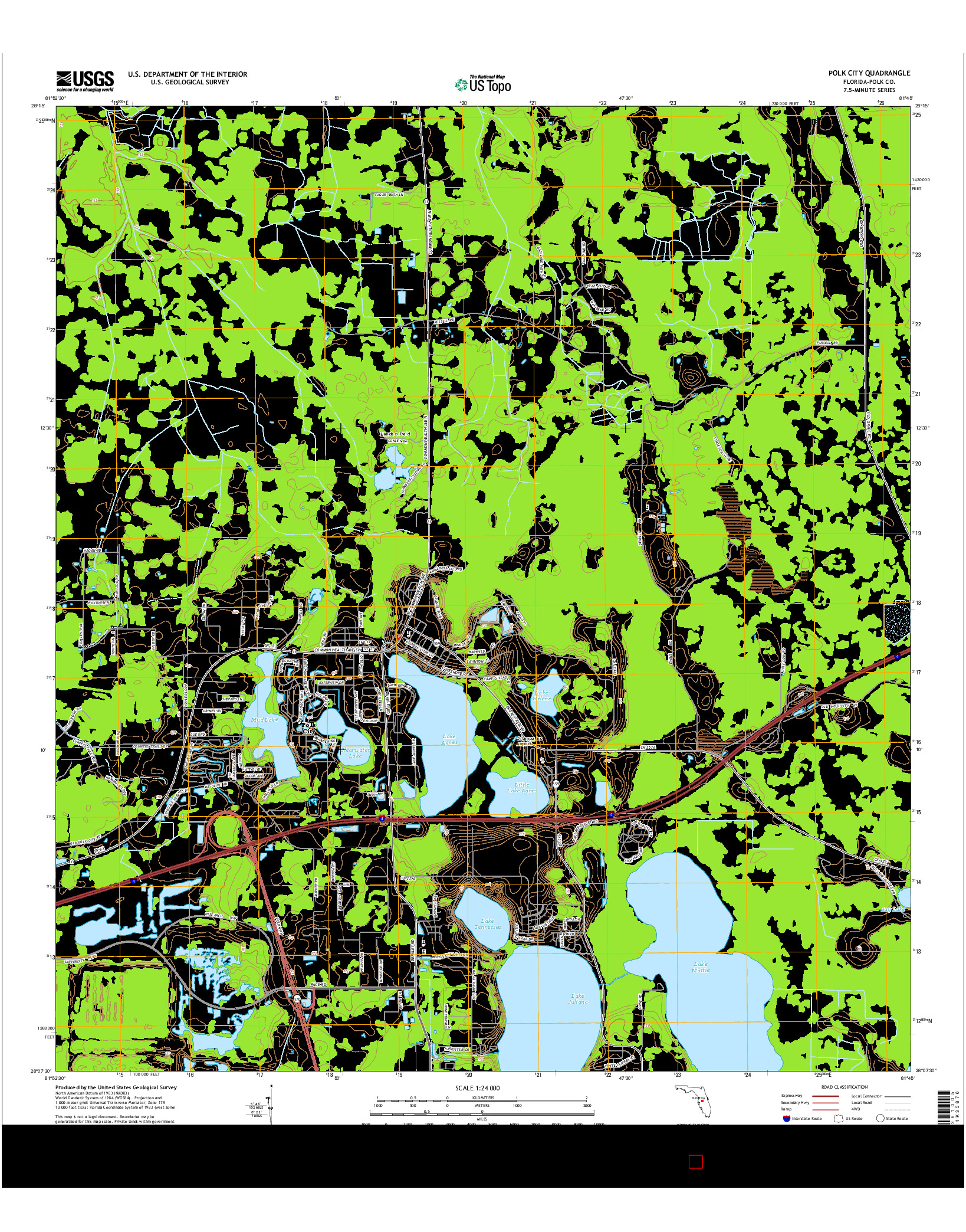 USGS US TOPO 7.5-MINUTE MAP FOR POLK CITY, FL 2015