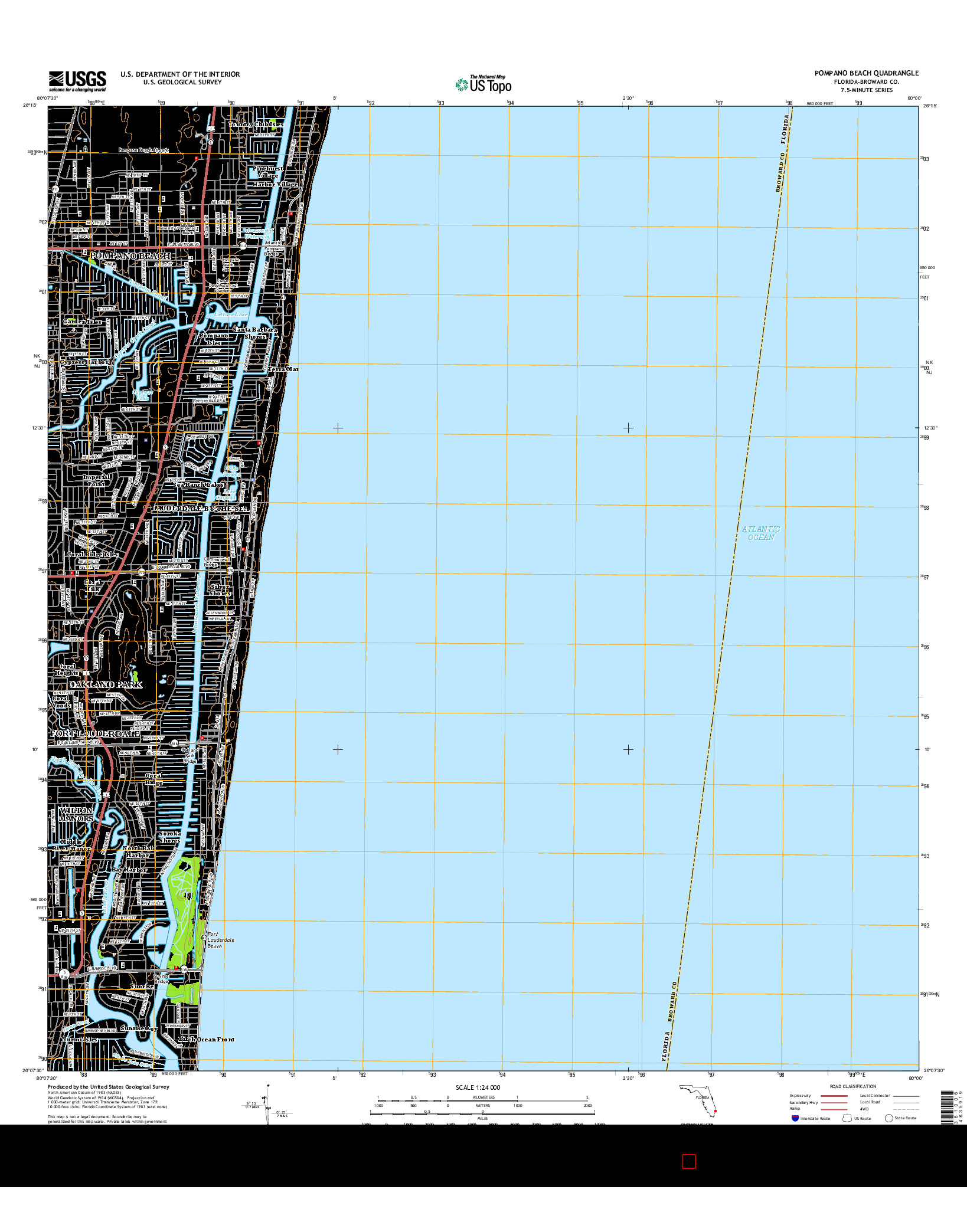 USGS US TOPO 7.5-MINUTE MAP FOR POMPANO BEACH, FL 2015