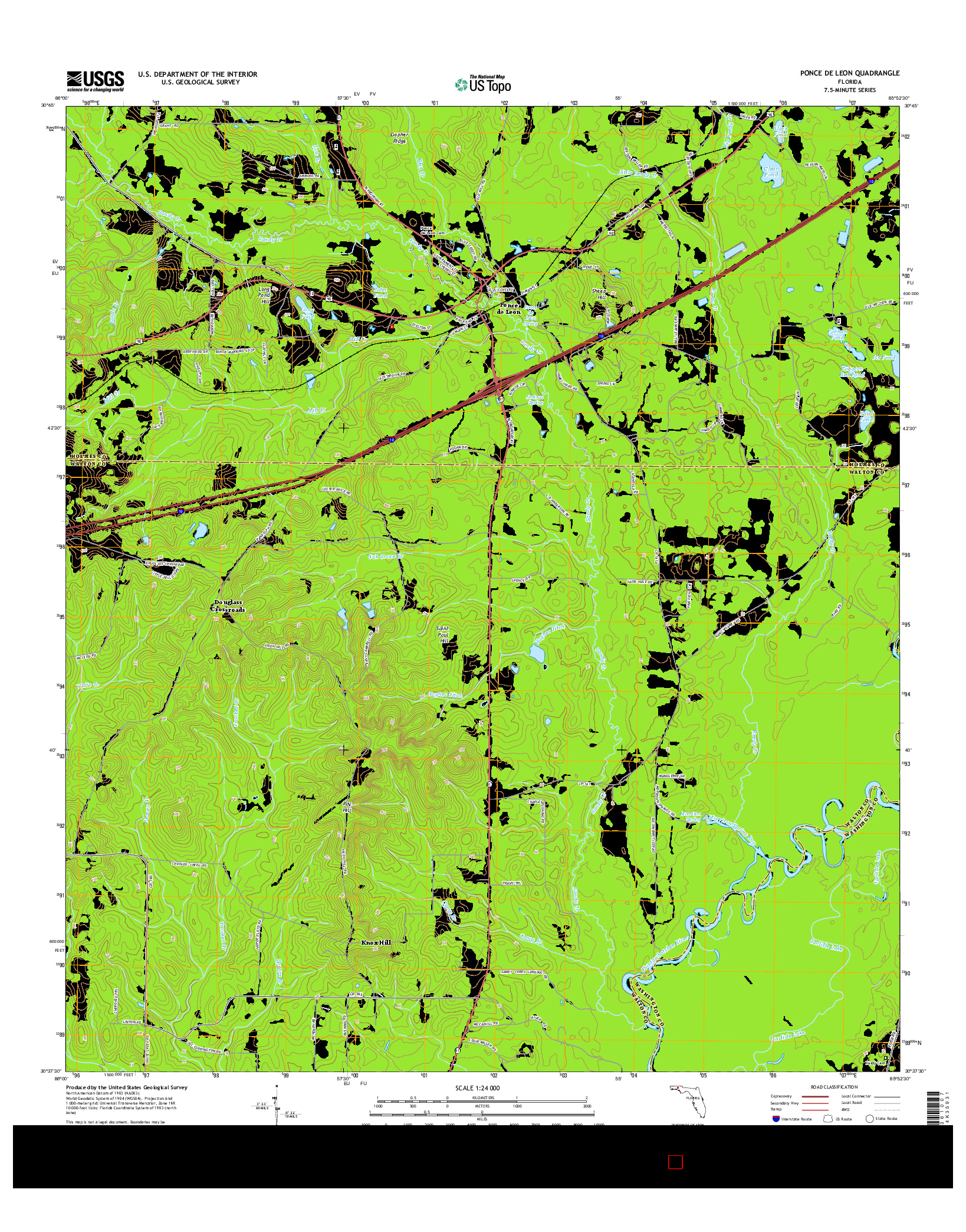 USGS US TOPO 7.5-MINUTE MAP FOR PONCE DE LEON, FL 2015