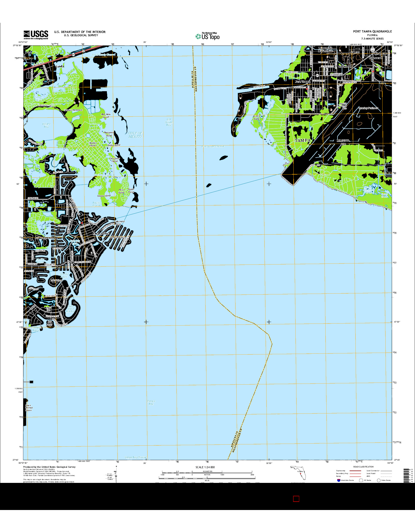 USGS US TOPO 7.5-MINUTE MAP FOR PORT TAMPA, FL 2015