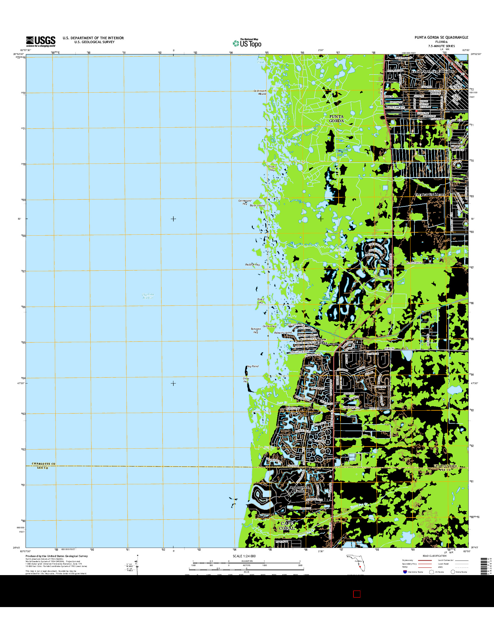 USGS US TOPO 7.5-MINUTE MAP FOR PUNTA GORDA SE, FL 2015
