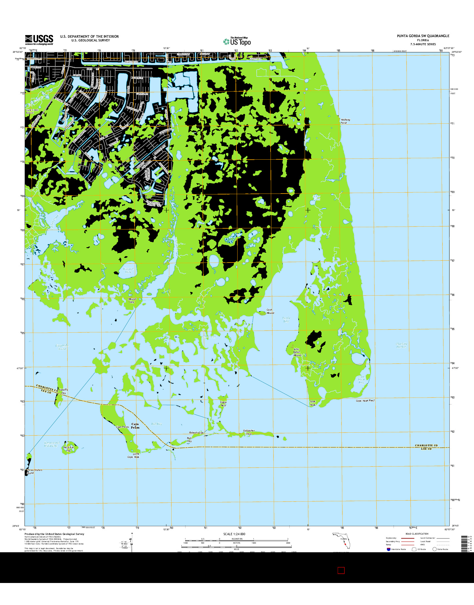 USGS US TOPO 7.5-MINUTE MAP FOR PUNTA GORDA SW, FL 2015