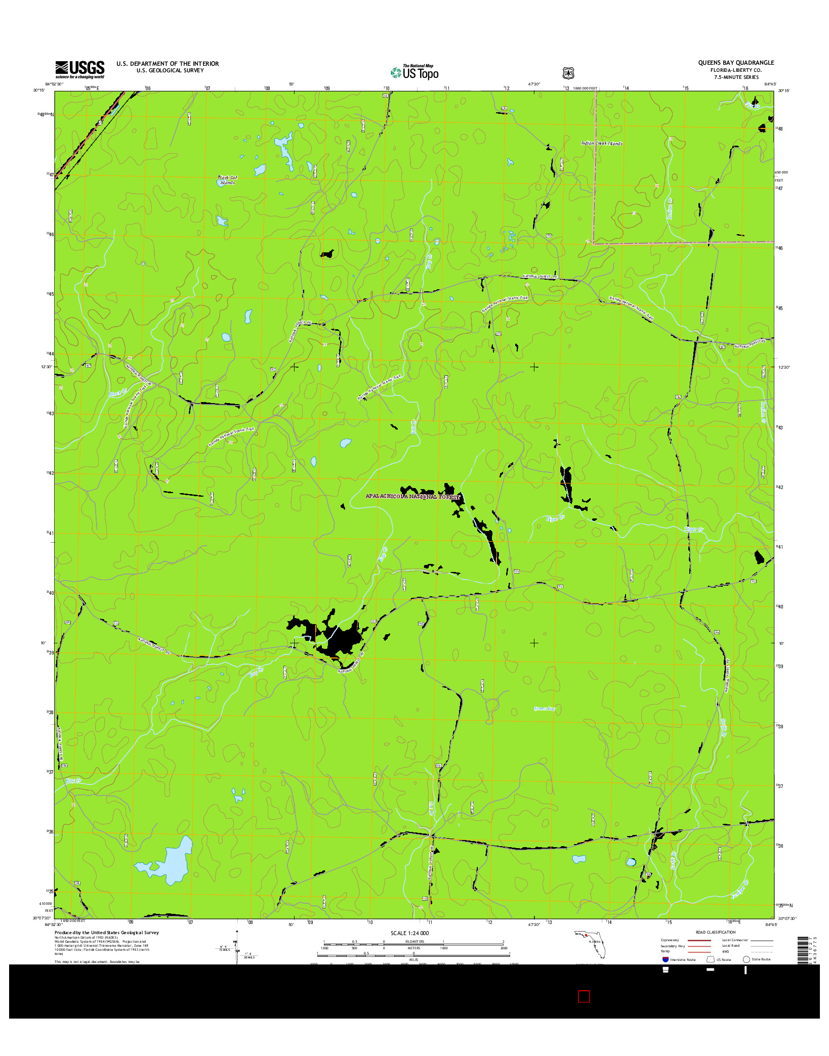 USGS US TOPO 7.5-MINUTE MAP FOR QUEENS BAY, FL 2015