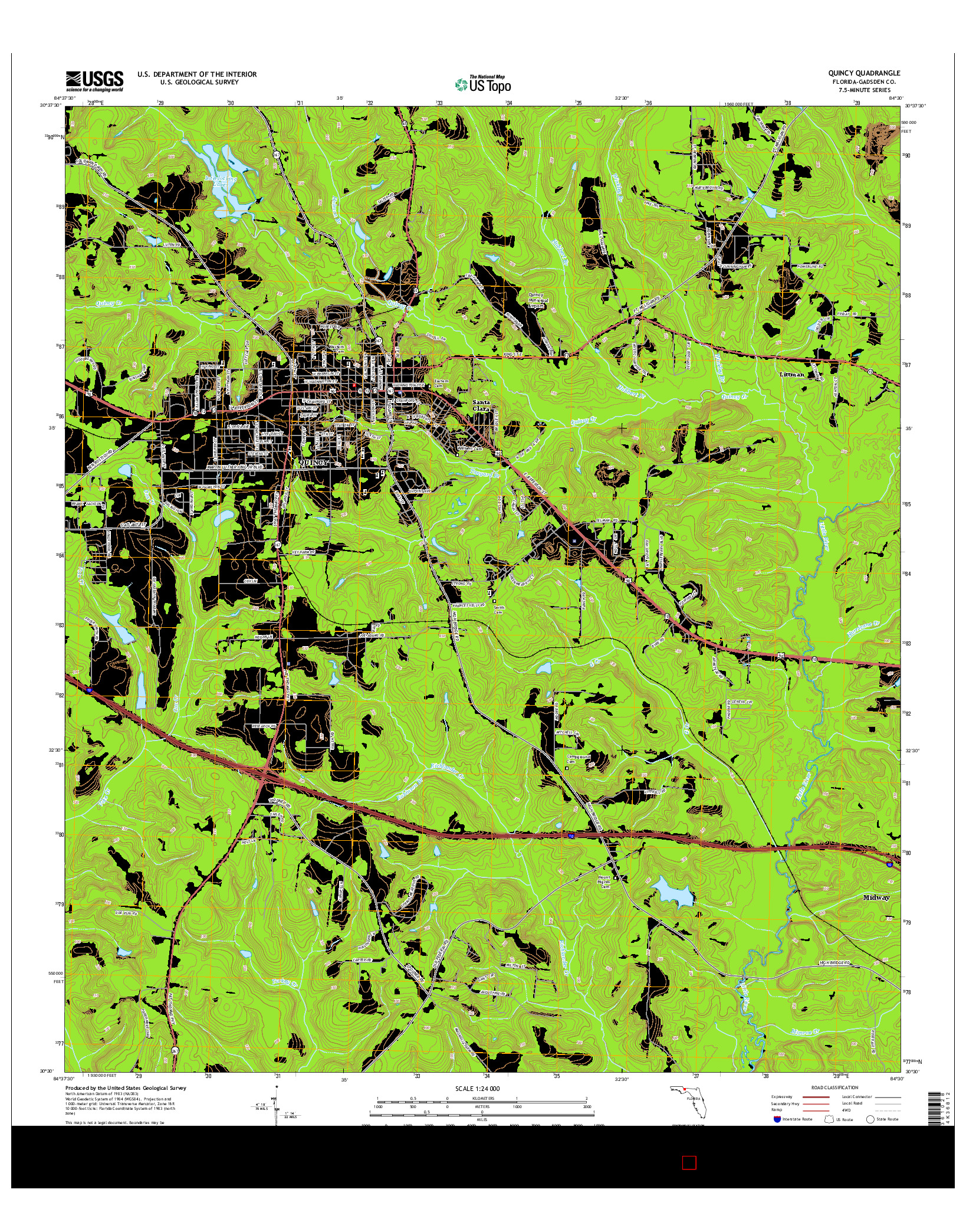 USGS US TOPO 7.5-MINUTE MAP FOR QUINCY, FL 2015