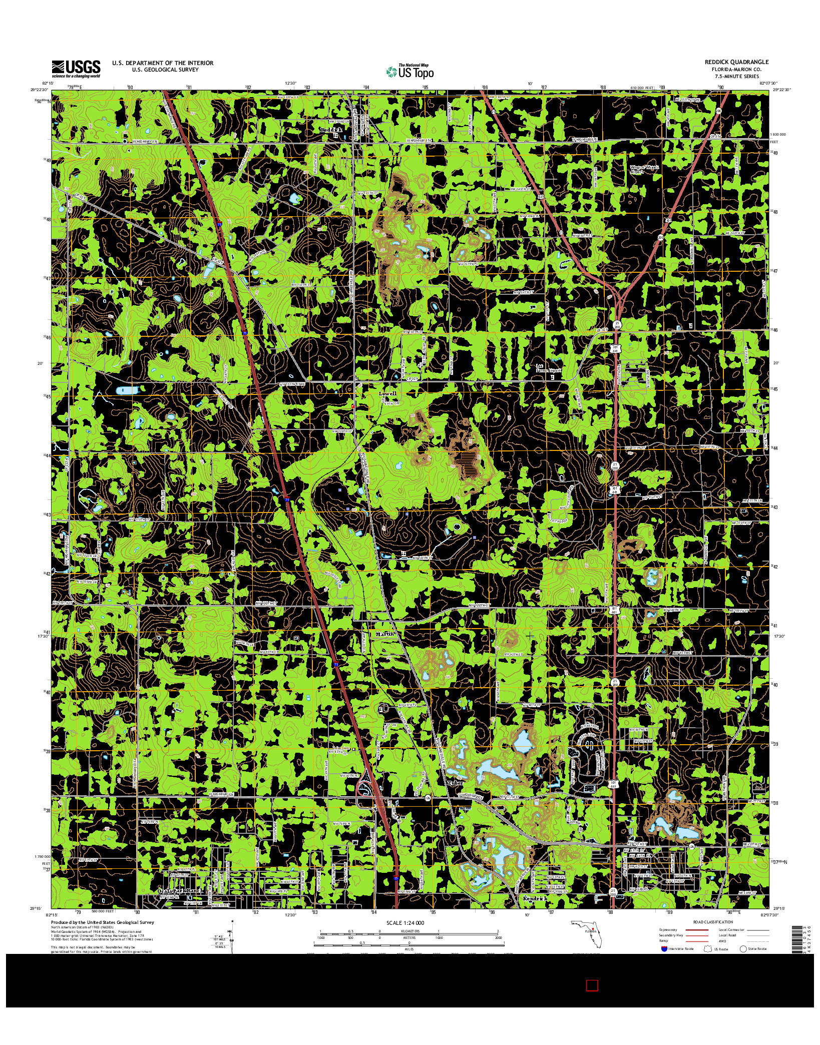 USGS US TOPO 7.5-MINUTE MAP FOR REDDICK, FL 2015