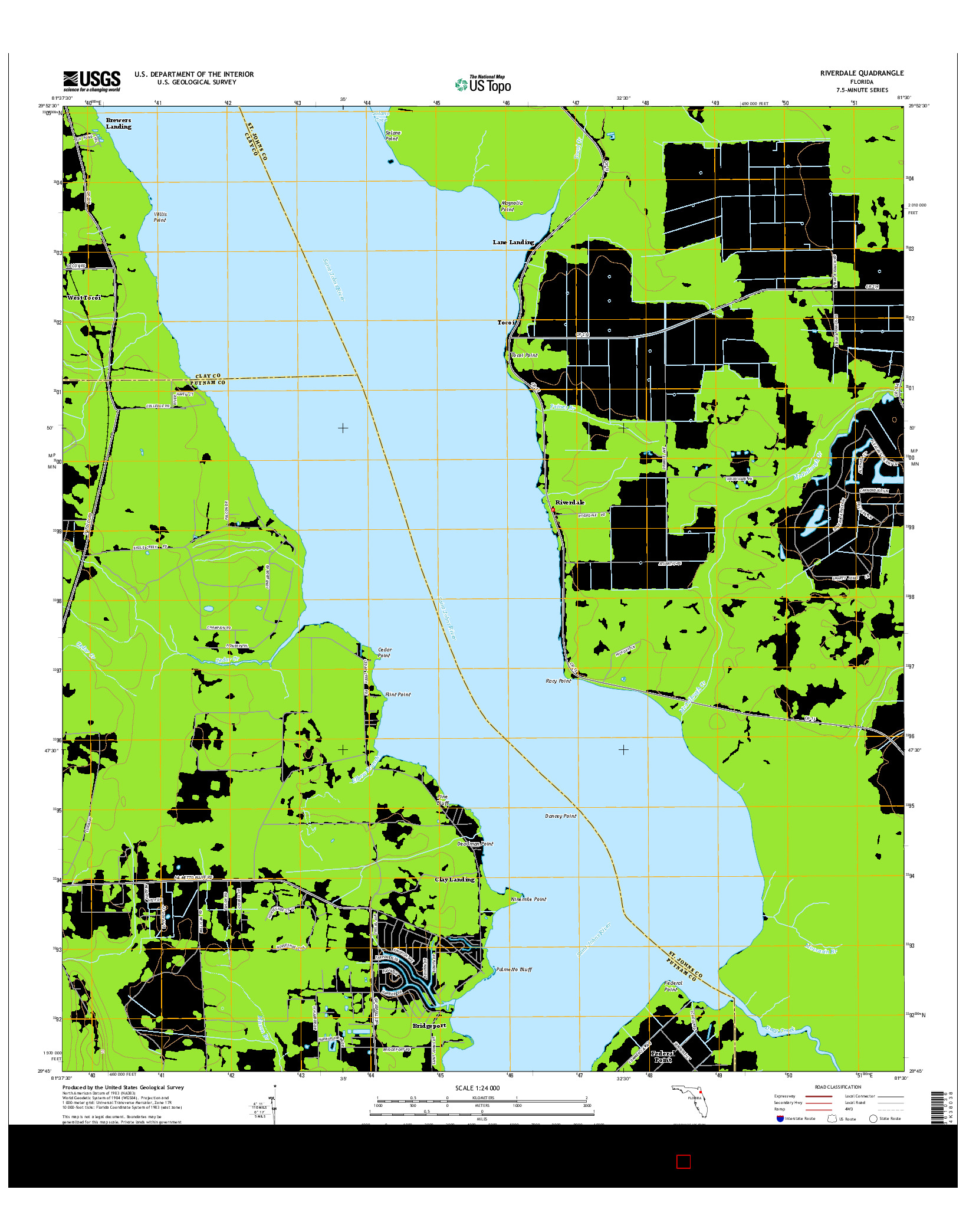 USGS US TOPO 7.5-MINUTE MAP FOR RIVERDALE, FL 2015