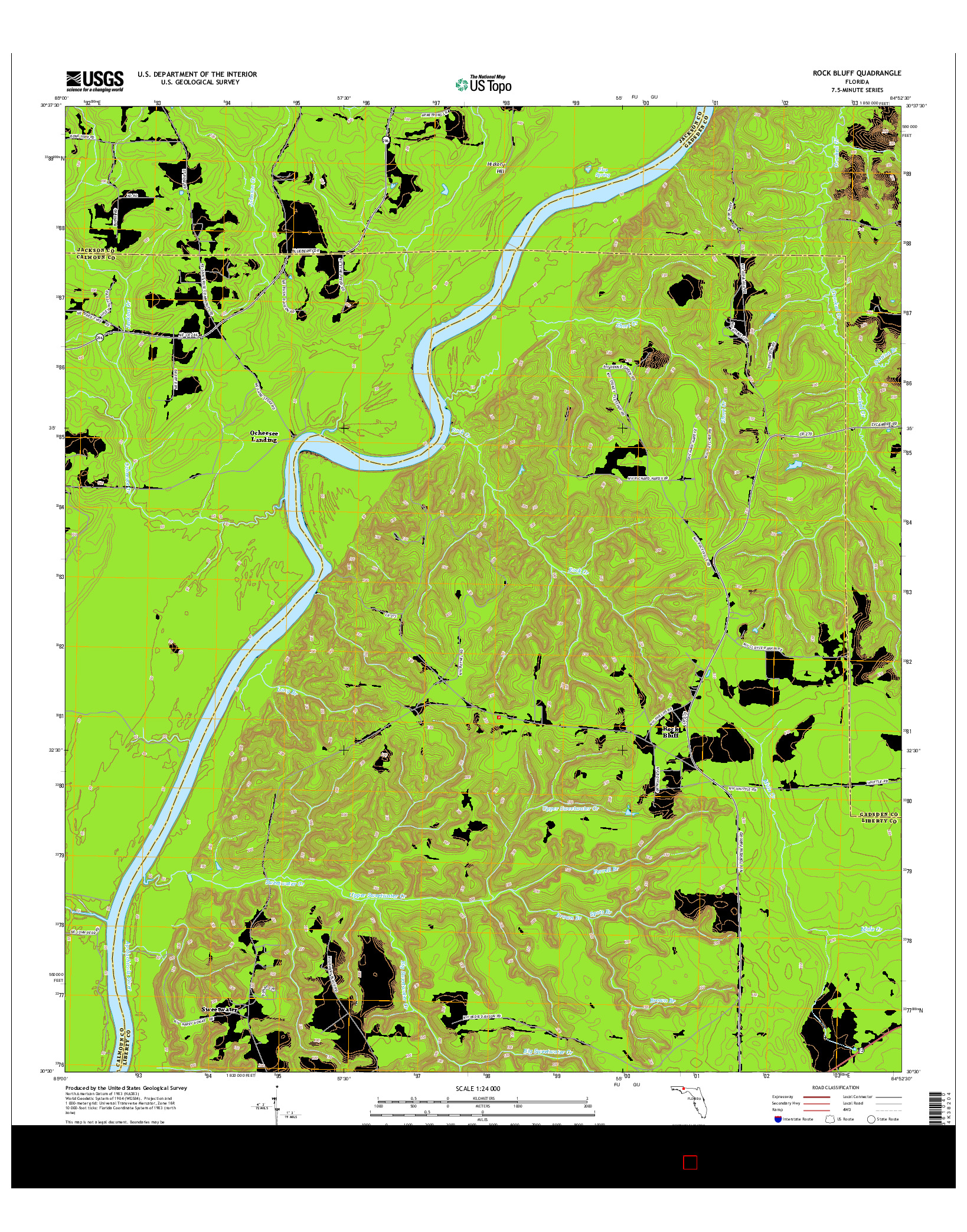 USGS US TOPO 7.5-MINUTE MAP FOR ROCK BLUFF, FL 2015