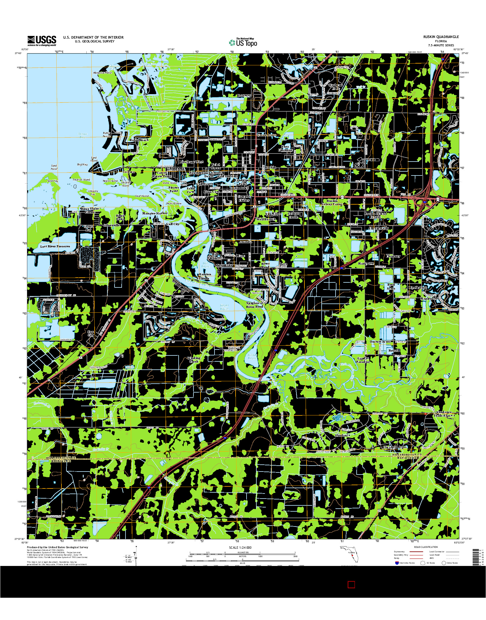 USGS US TOPO 7.5-MINUTE MAP FOR RUSKIN, FL 2015