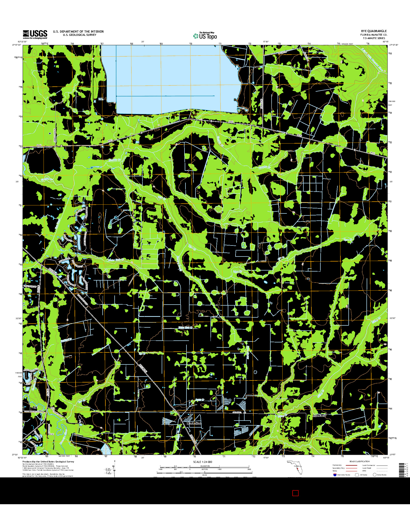 USGS US TOPO 7.5-MINUTE MAP FOR RYE, FL 2015