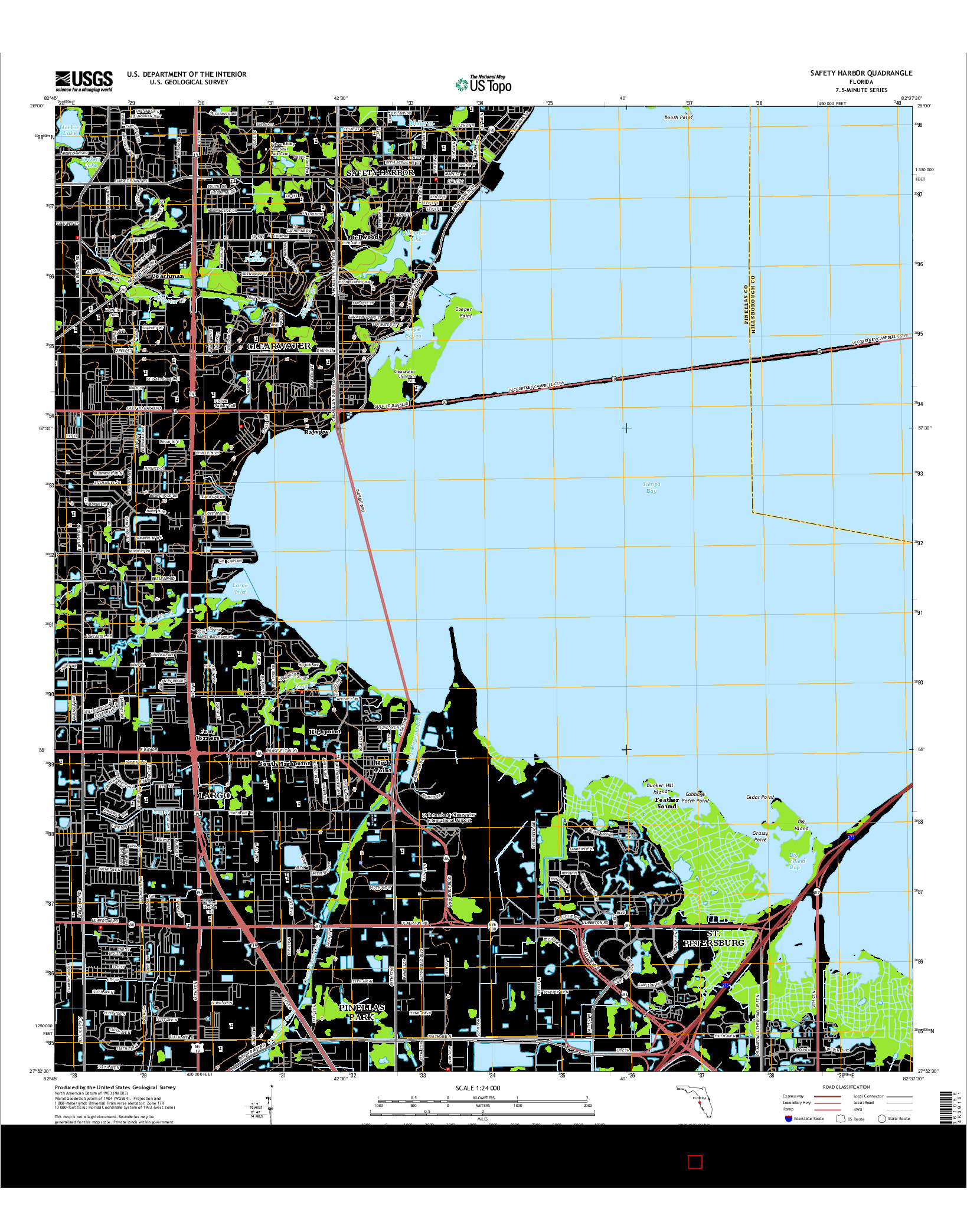 USGS US TOPO 7.5-MINUTE MAP FOR SAFETY HARBOR, FL 2015