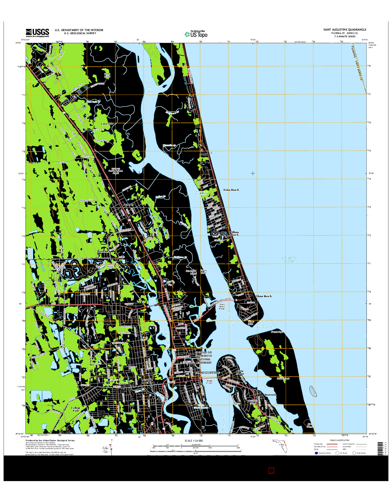 USGS US TOPO 7.5-MINUTE MAP FOR SAINT AUGUSTINE, FL 2015