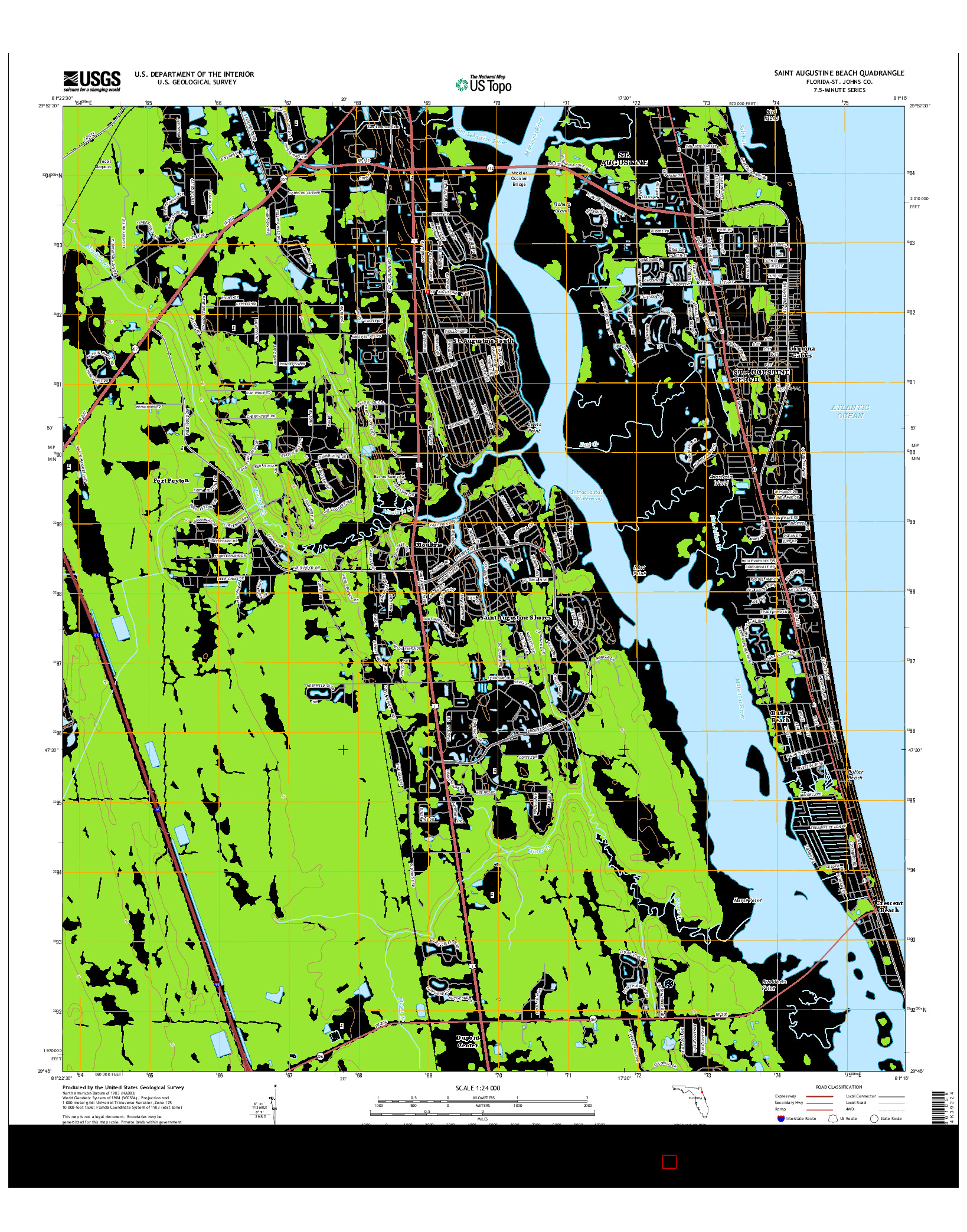 USGS US TOPO 7.5-MINUTE MAP FOR SAINT AUGUSTINE BEACH, FL 2015
