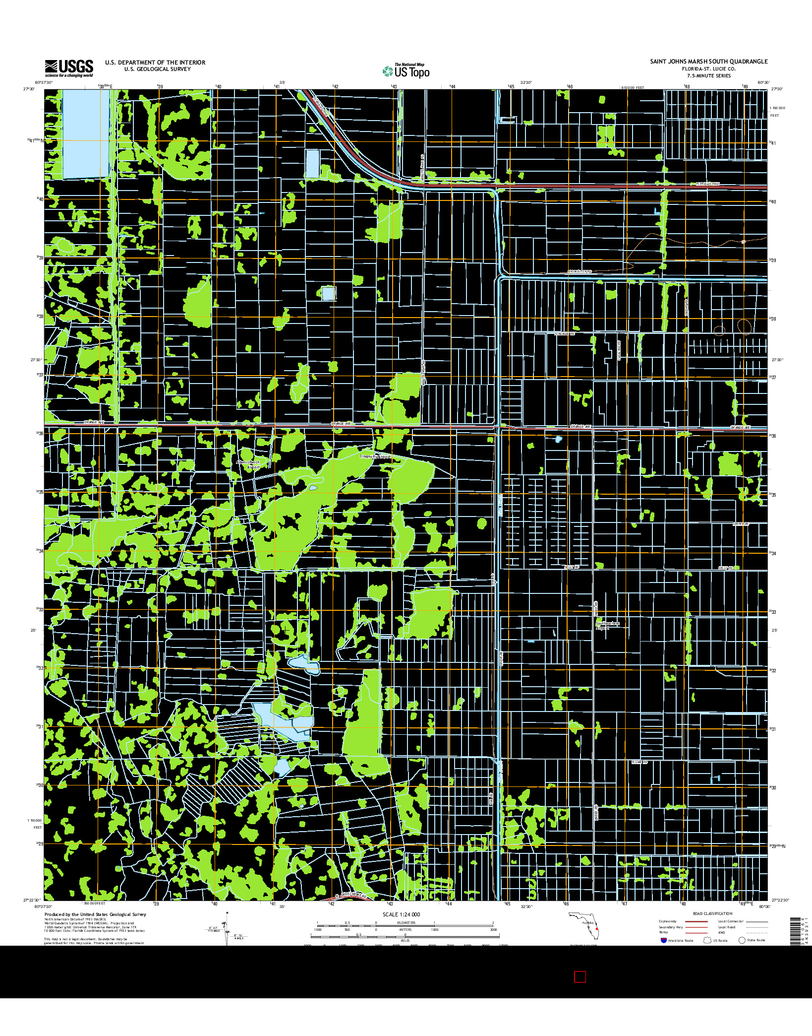 USGS US TOPO 7.5-MINUTE MAP FOR SAINT JOHNS MARSH SOUTH, FL 2015