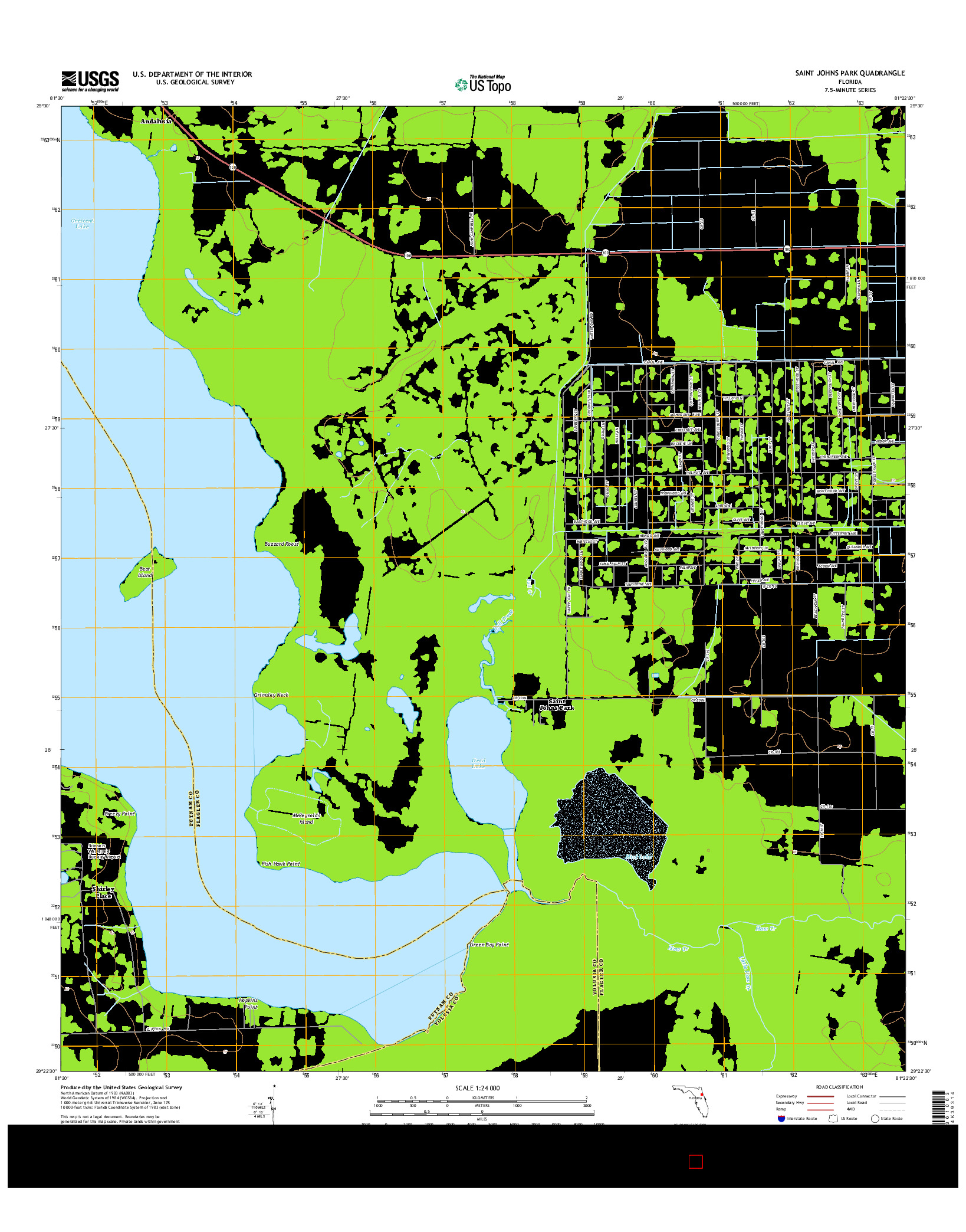 USGS US TOPO 7.5-MINUTE MAP FOR SAINT JOHNS PARK, FL 2015