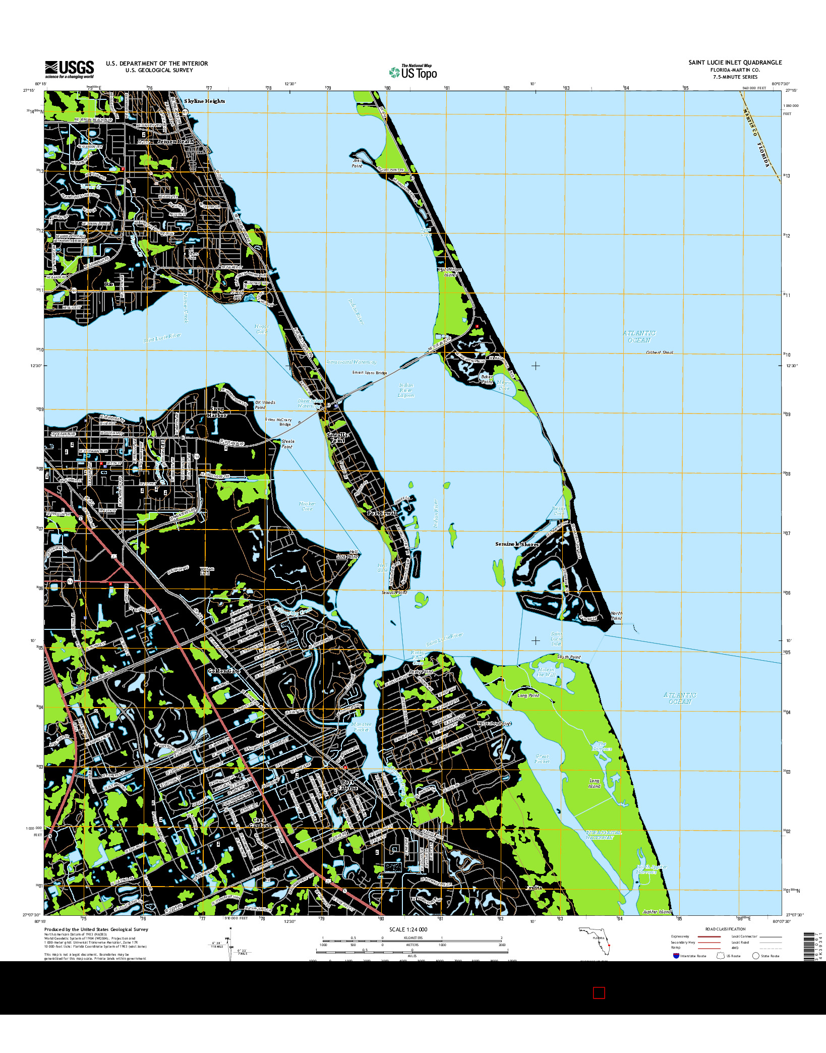 USGS US TOPO 7.5-MINUTE MAP FOR SAINT LUCIE INLET, FL 2015