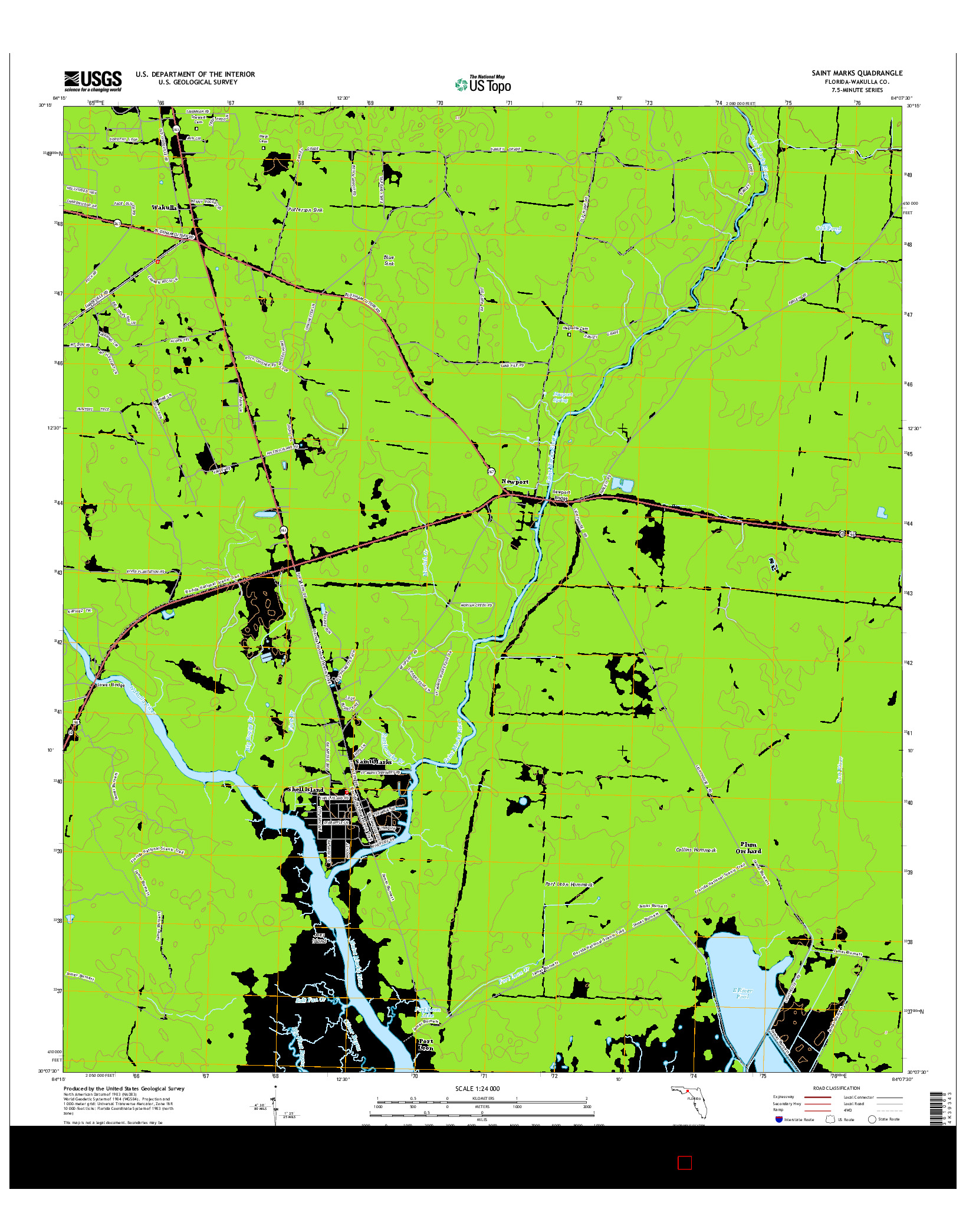 USGS US TOPO 7.5-MINUTE MAP FOR SAINT MARKS, FL 2015