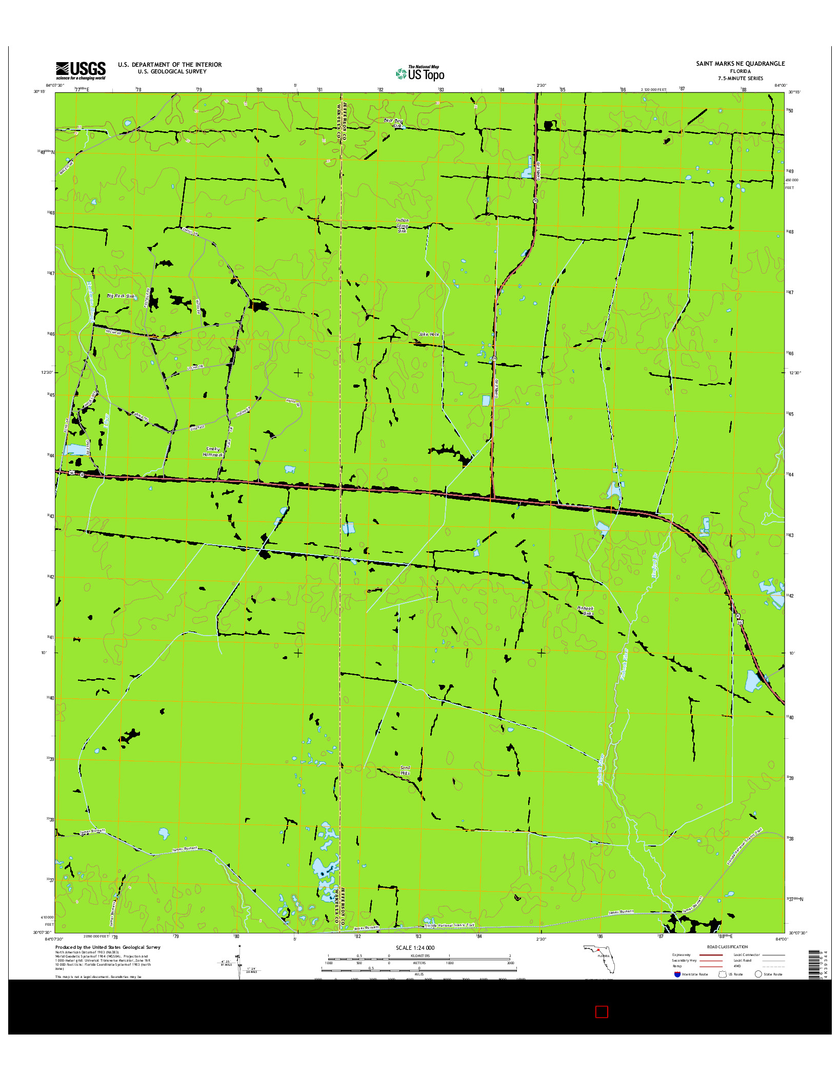 USGS US TOPO 7.5-MINUTE MAP FOR SAINT MARKS NE, FL 2015