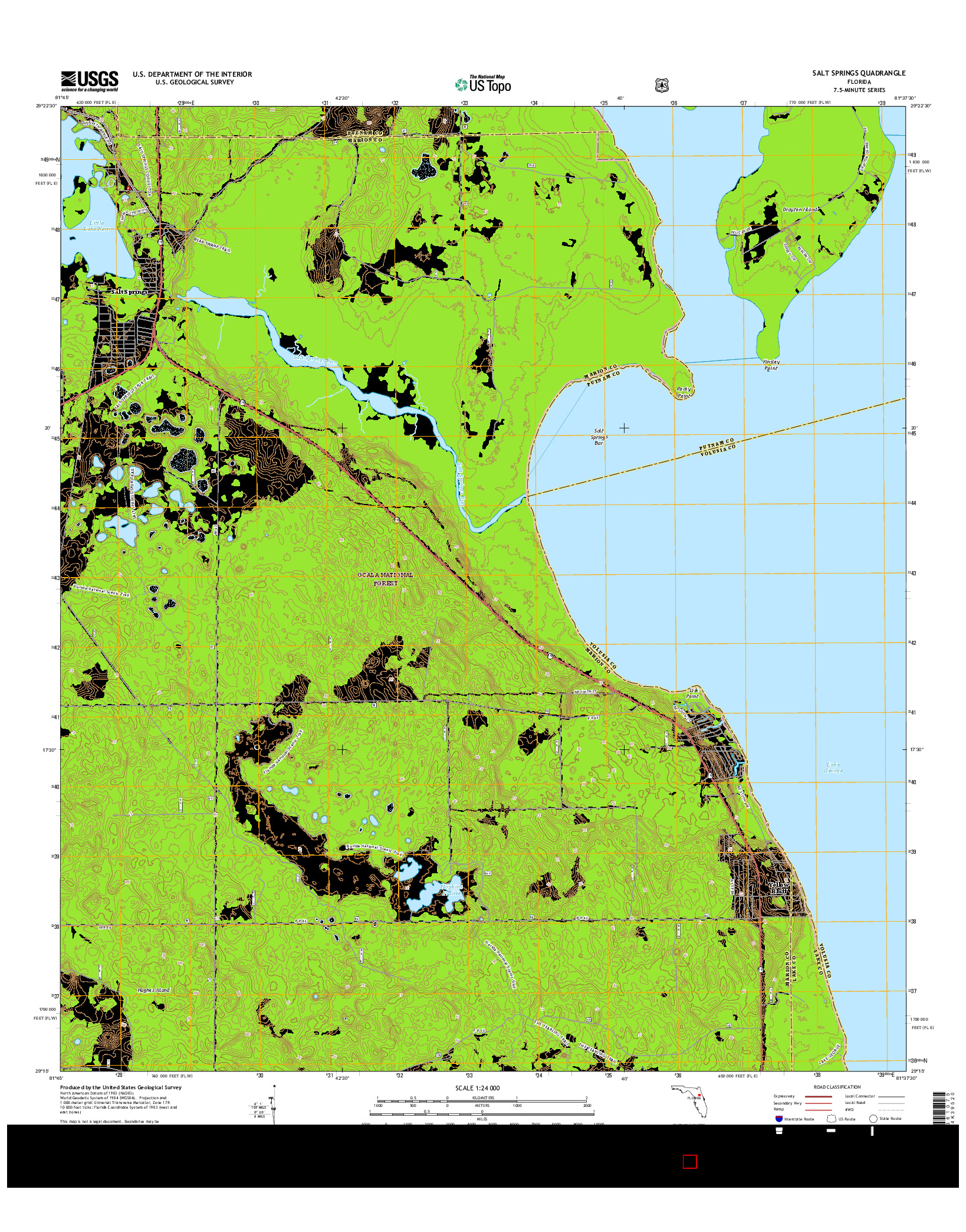 USGS US TOPO 7.5-MINUTE MAP FOR SALT SPRINGS, FL 2015