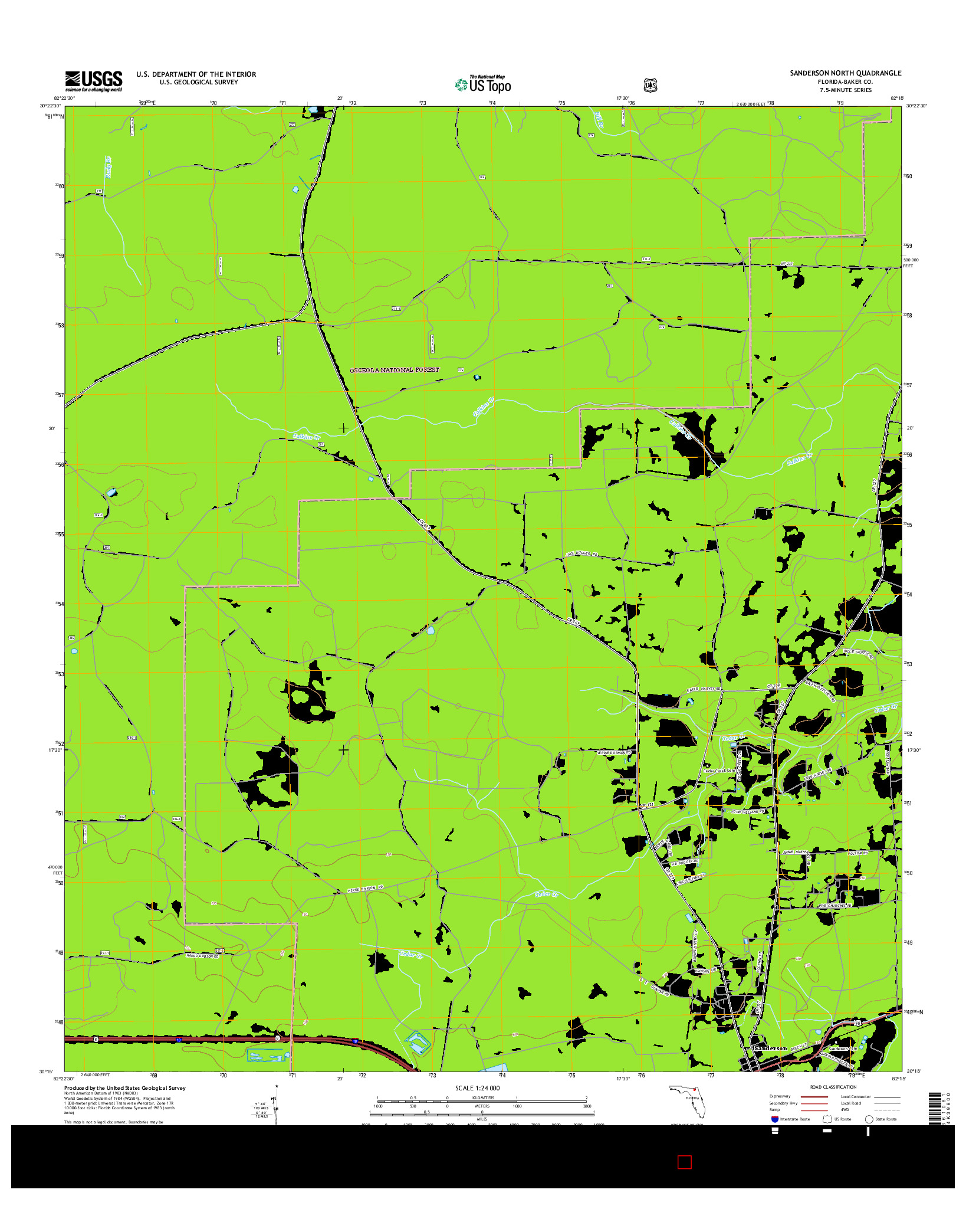 USGS US TOPO 7.5-MINUTE MAP FOR SANDERSON NORTH, FL 2015