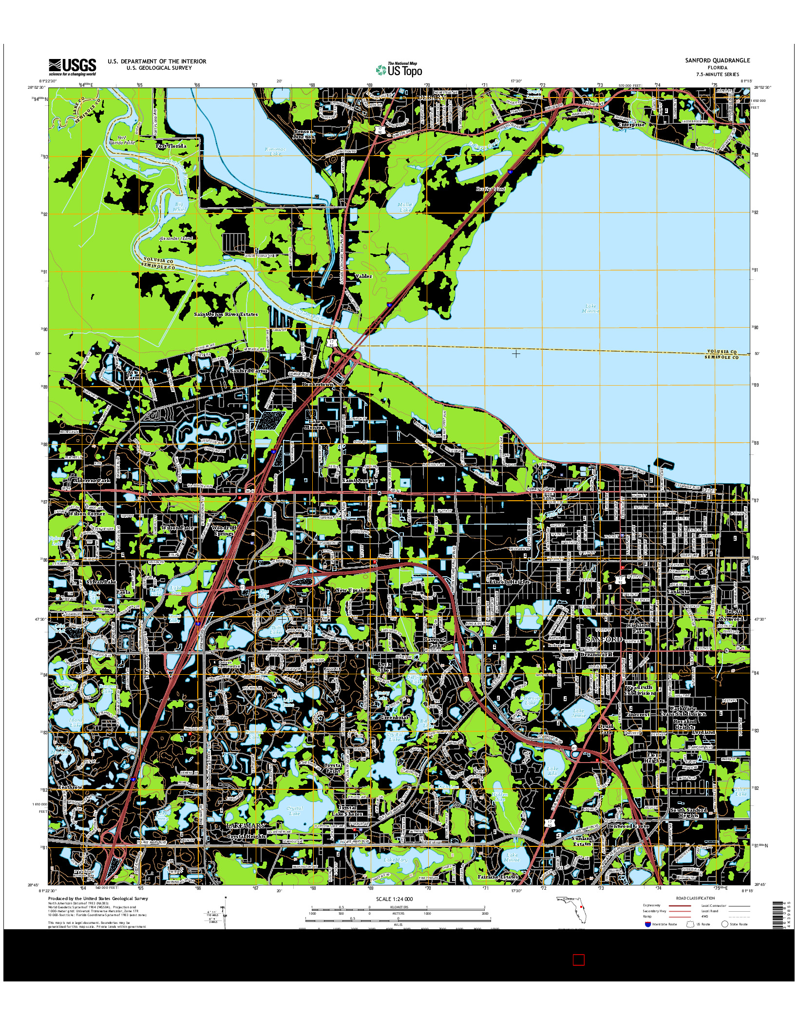 USGS US TOPO 7.5-MINUTE MAP FOR SANFORD, FL 2015
